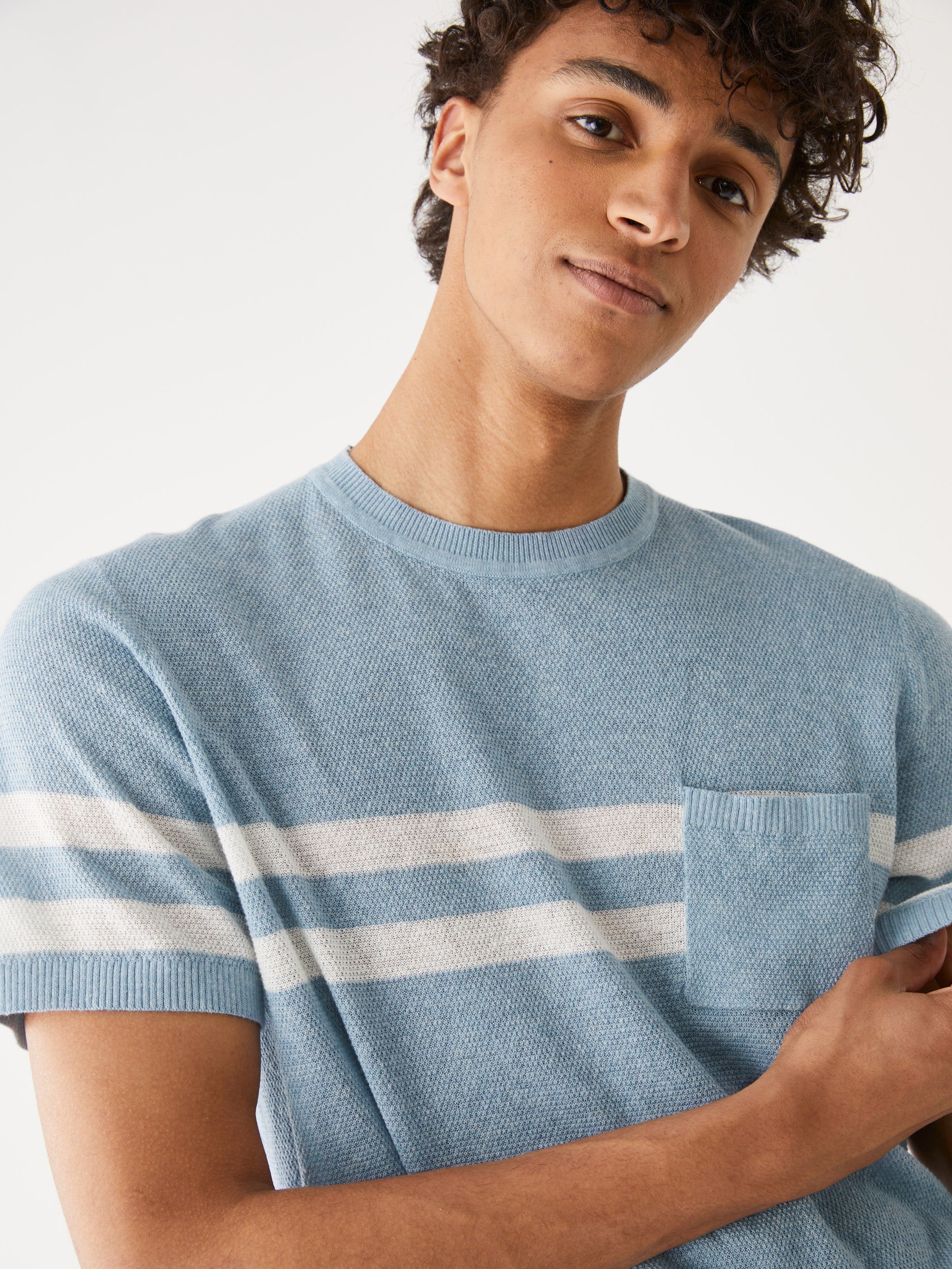The Striped Linen T-Shirt in Light Blue sold by Frank & Oak product image thumbnail 3