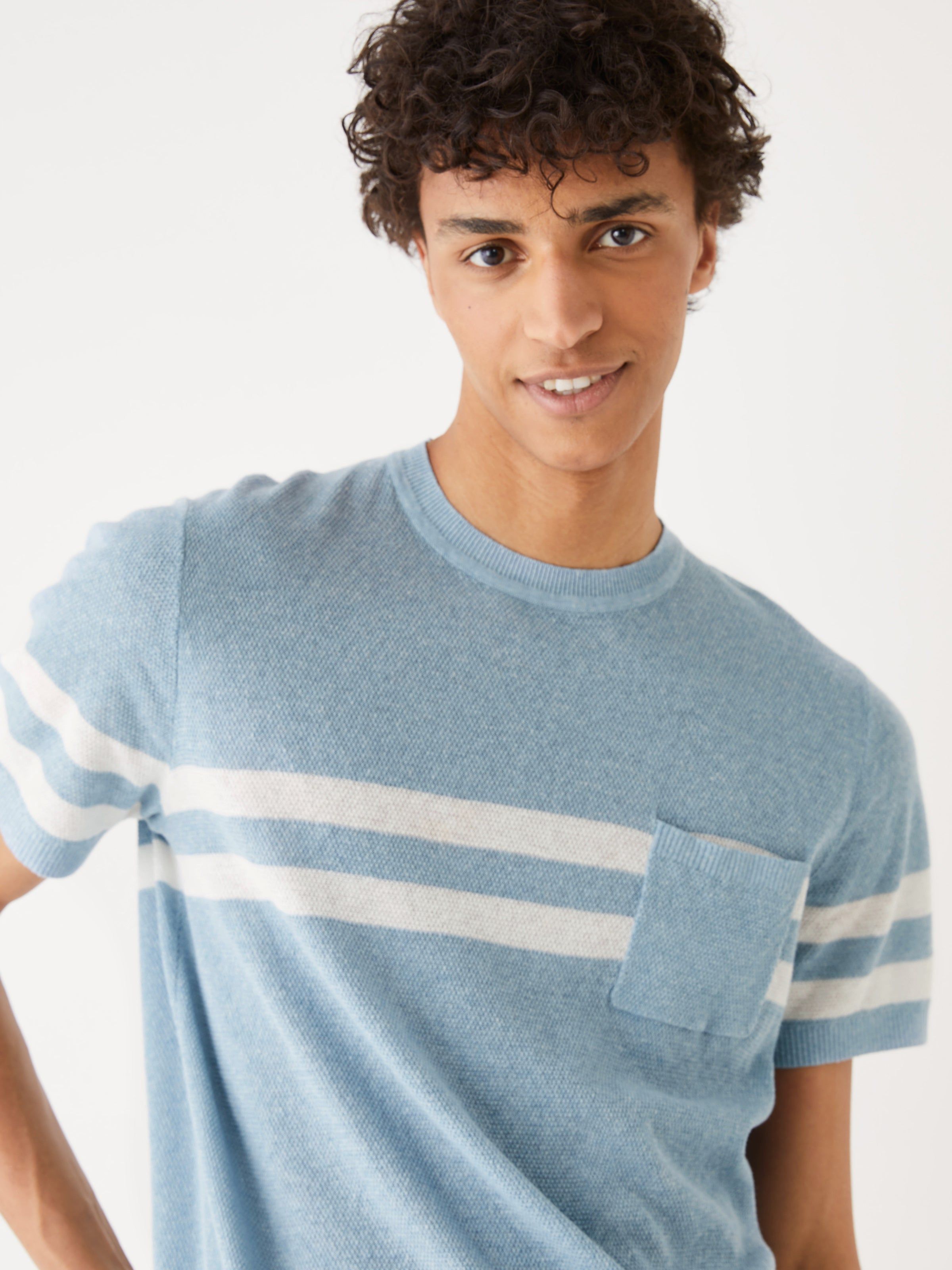 The Striped Linen T-Shirt in Light Blue sold by Frank & Oak product image thumbnail 4