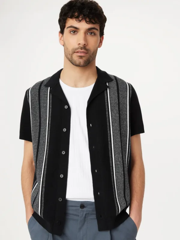 The Striped Sweater Shirt in Black sold by Frank & Oak