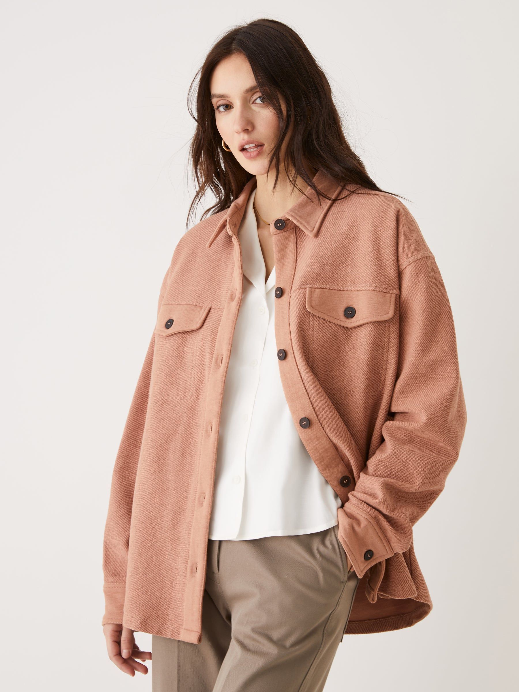 The French Terry Overshirt in Mocha sold by Frank & Oak product image thumbnail 2