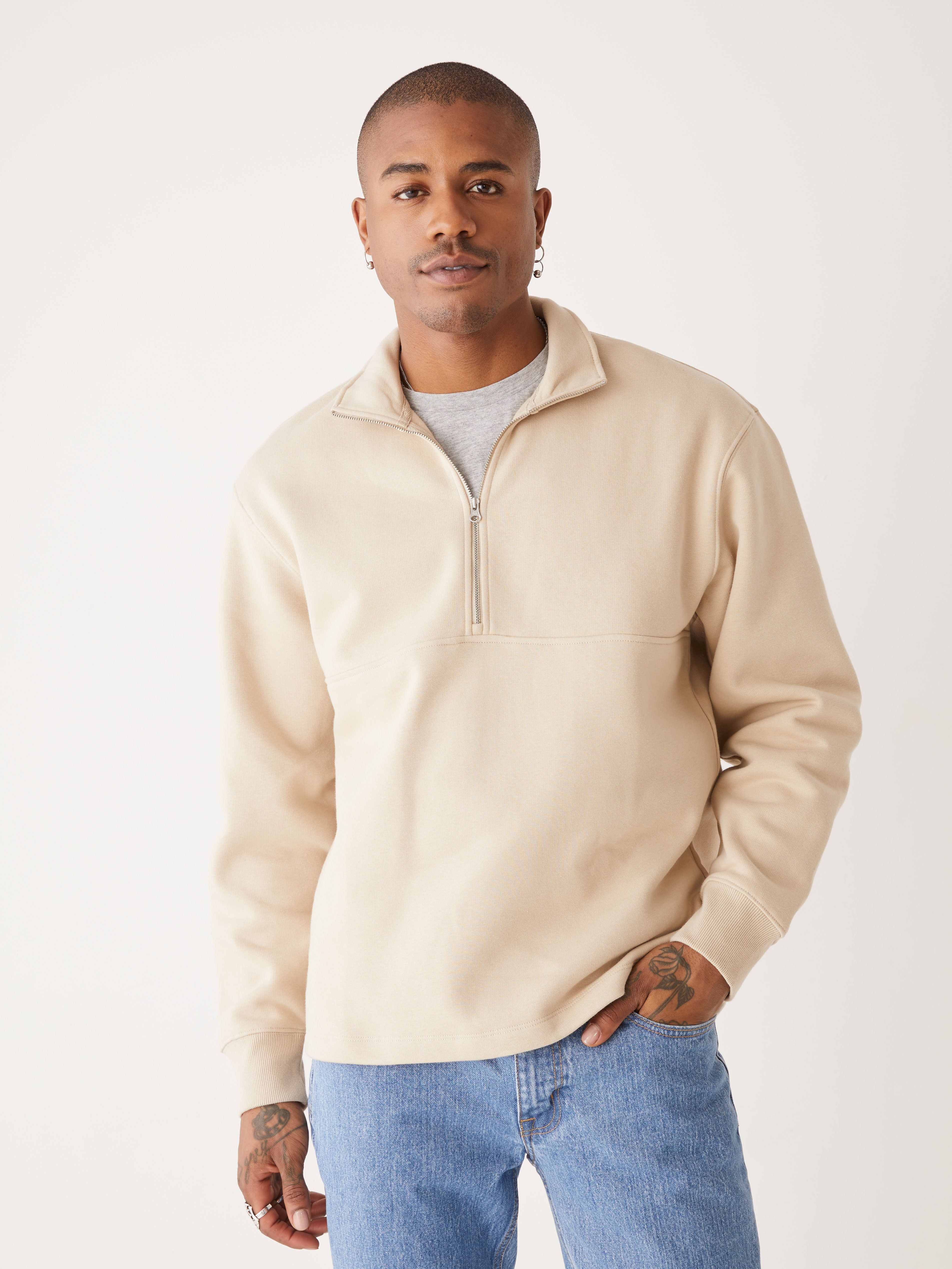 The French Fleece Pullover in Feather Grey sold by Frank & Oak
