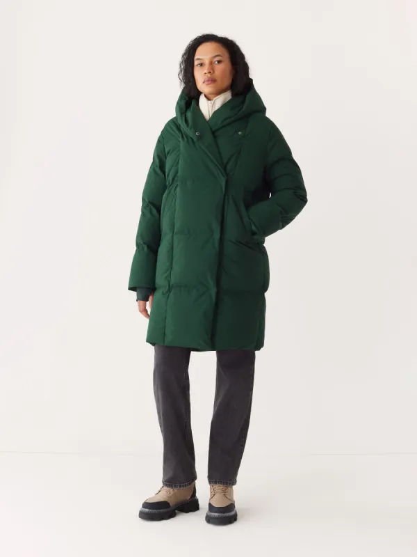 The Hygge Puffer Coat in Forest Green sold by Frank & Oak