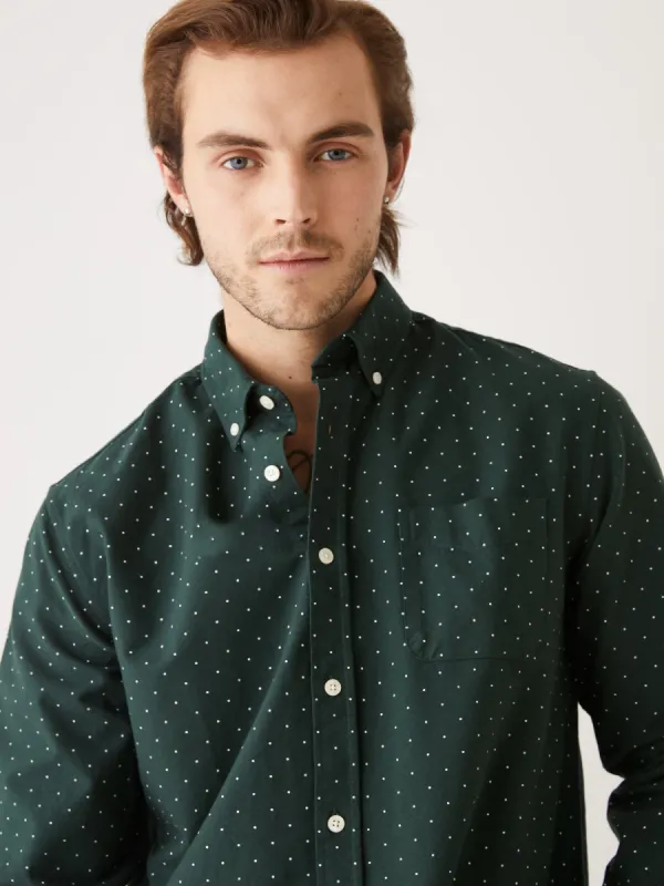 The Dotted Jasper Oxford Shirt in Pine Grove sold by Frank & Oak