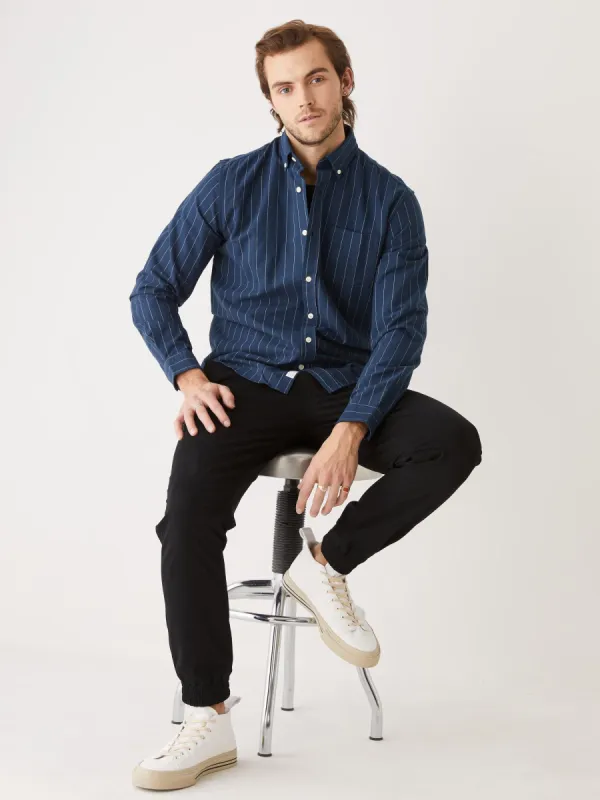 The Striped Jasper Oxford Shirt in Dark Blue sold by Frank & Oak