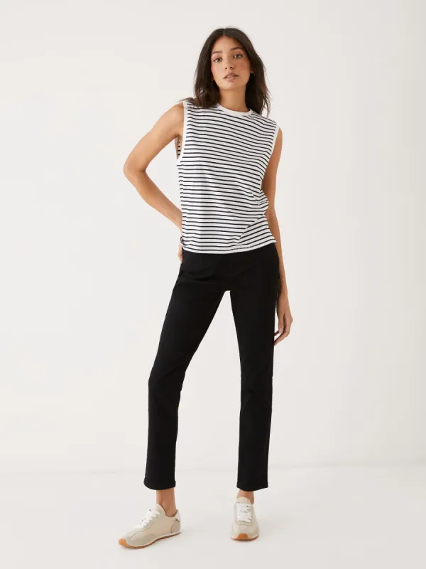 The Striped Essential Tank Top in White sold by Frank & Oak