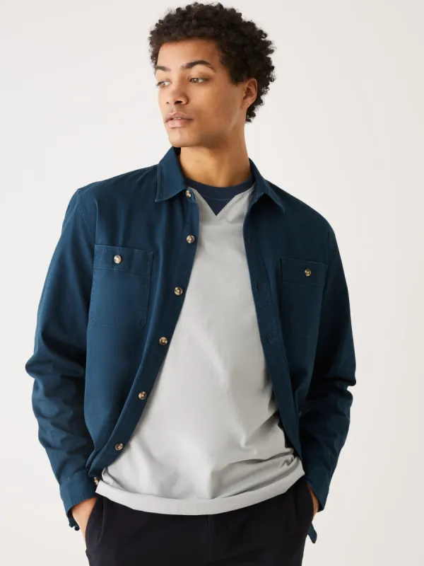 The Washed Twill Worker Shirt in Dark Blue sold by Frank & Oak