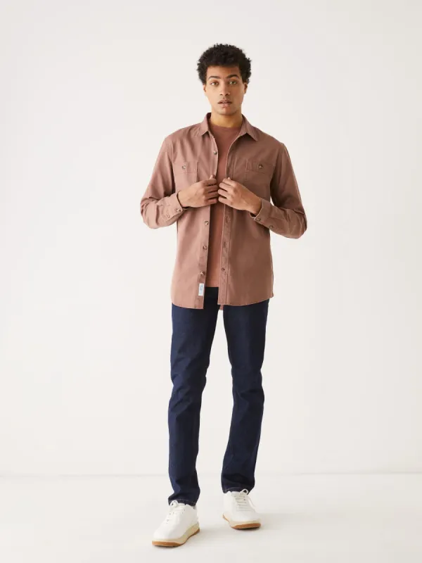 The Washed Twill Worker Shirt in Cognac sold by Frank & Oak