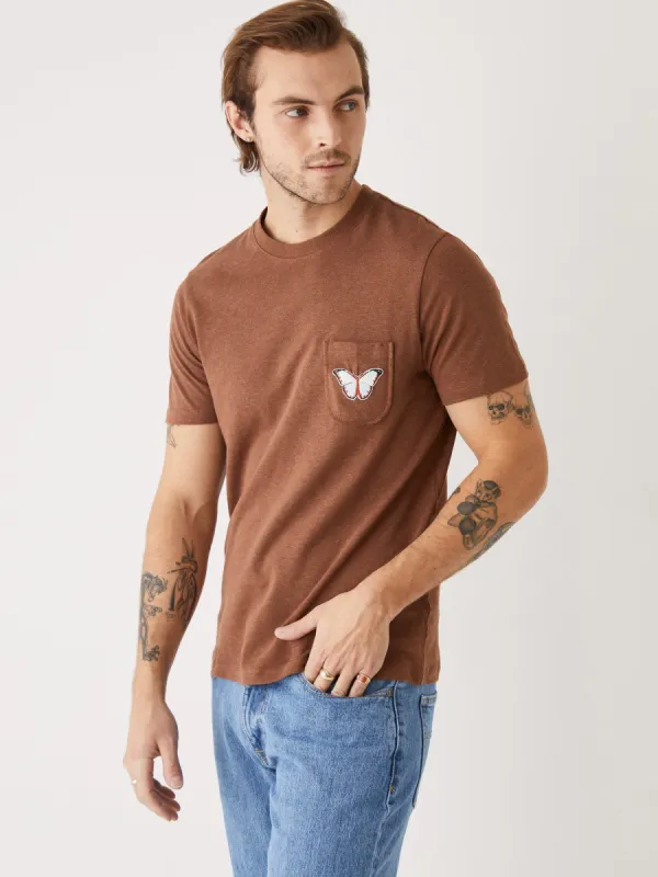 The Hemp Pocket T-Shirt in Tortoise Brown sold by Frank & Oak