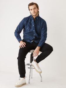 The Striped Jasper Oxford Shirt in Dark Blue sold by Frank & Oak