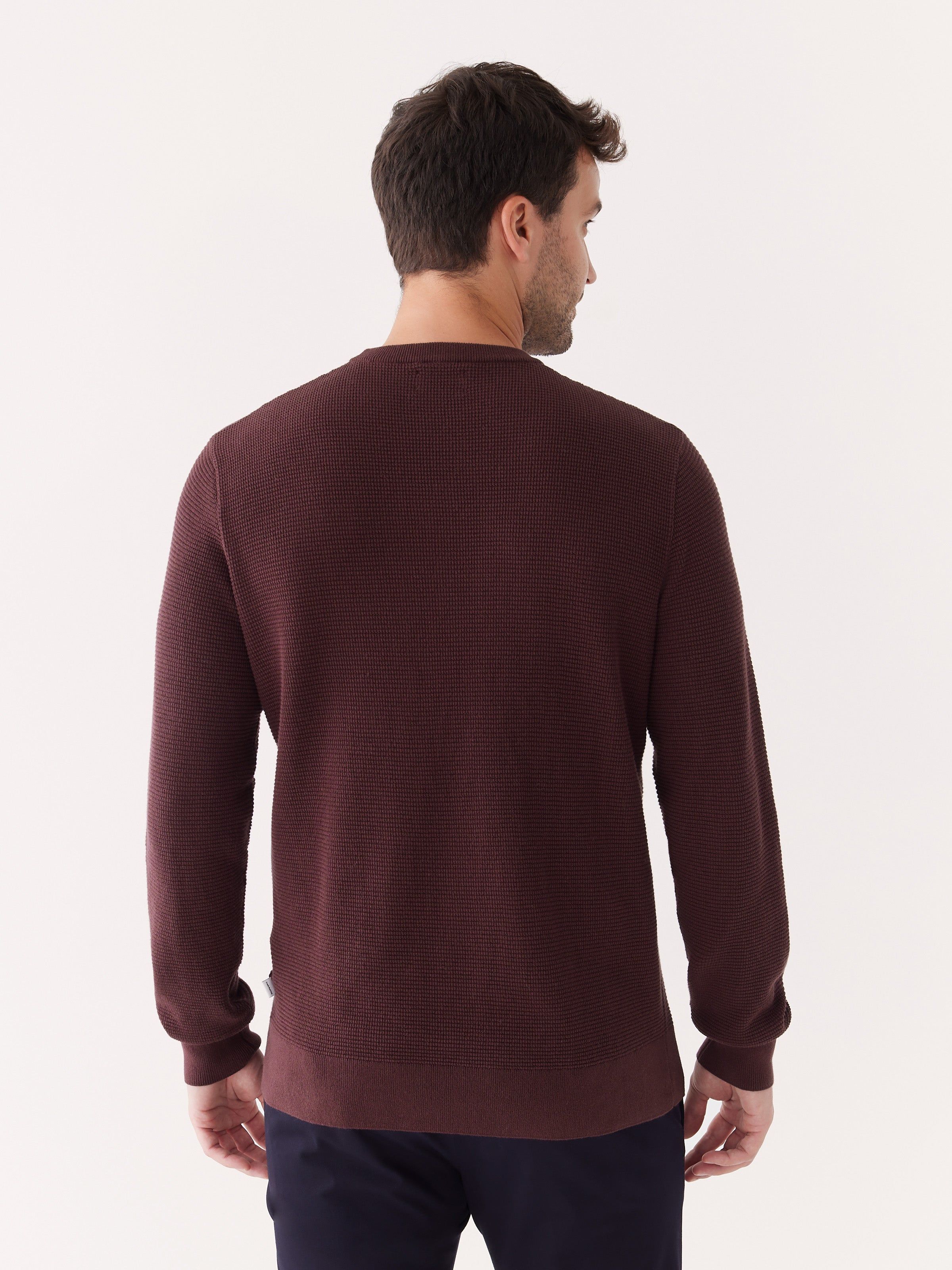 The Waffle Crewneck Sweater in Burgundy sold by Frank & Oak product image thumbnail 3