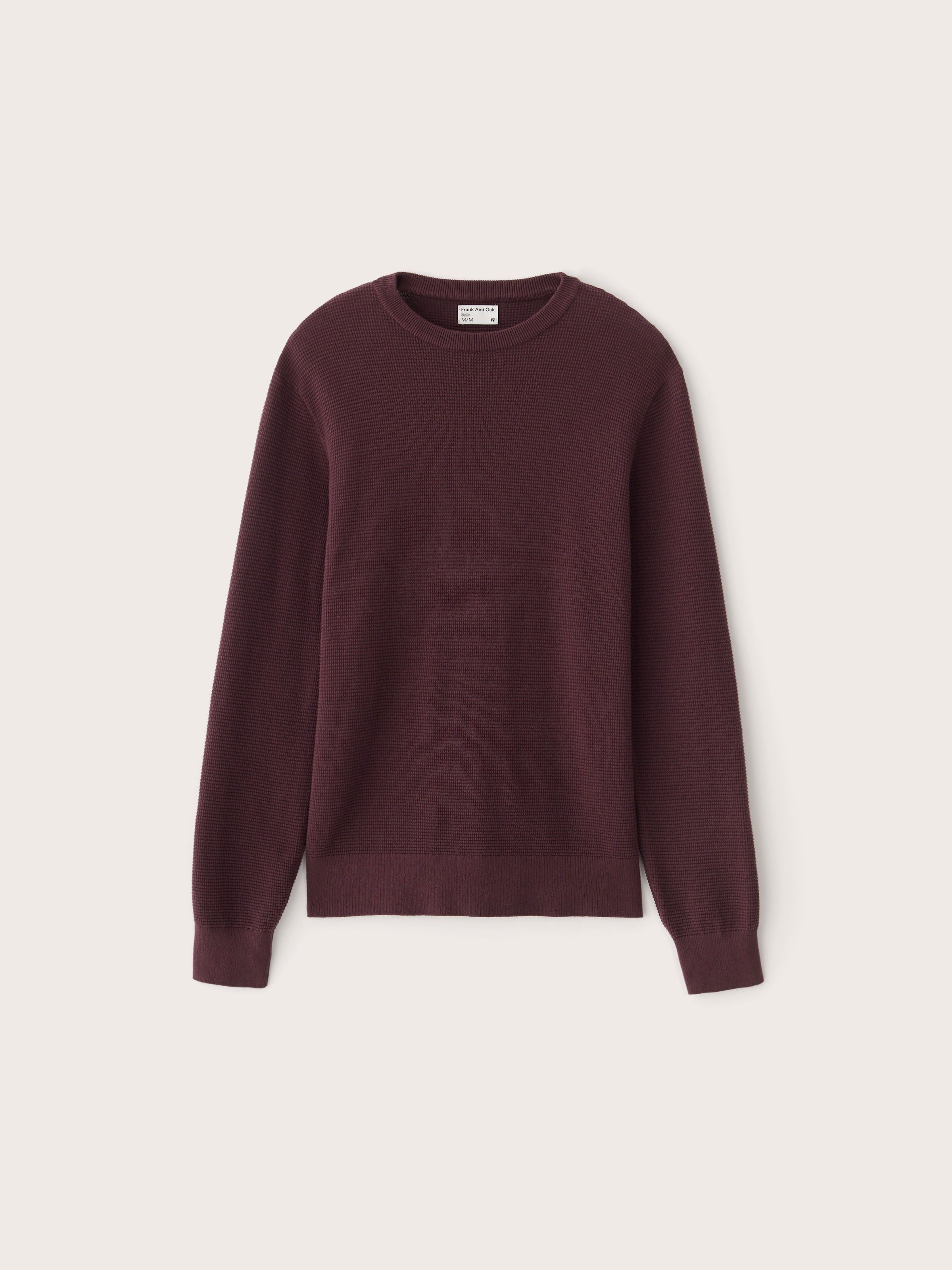 The Waffle Crewneck Sweater in Burgundy sold by Frank & Oak product image thumbnail 5