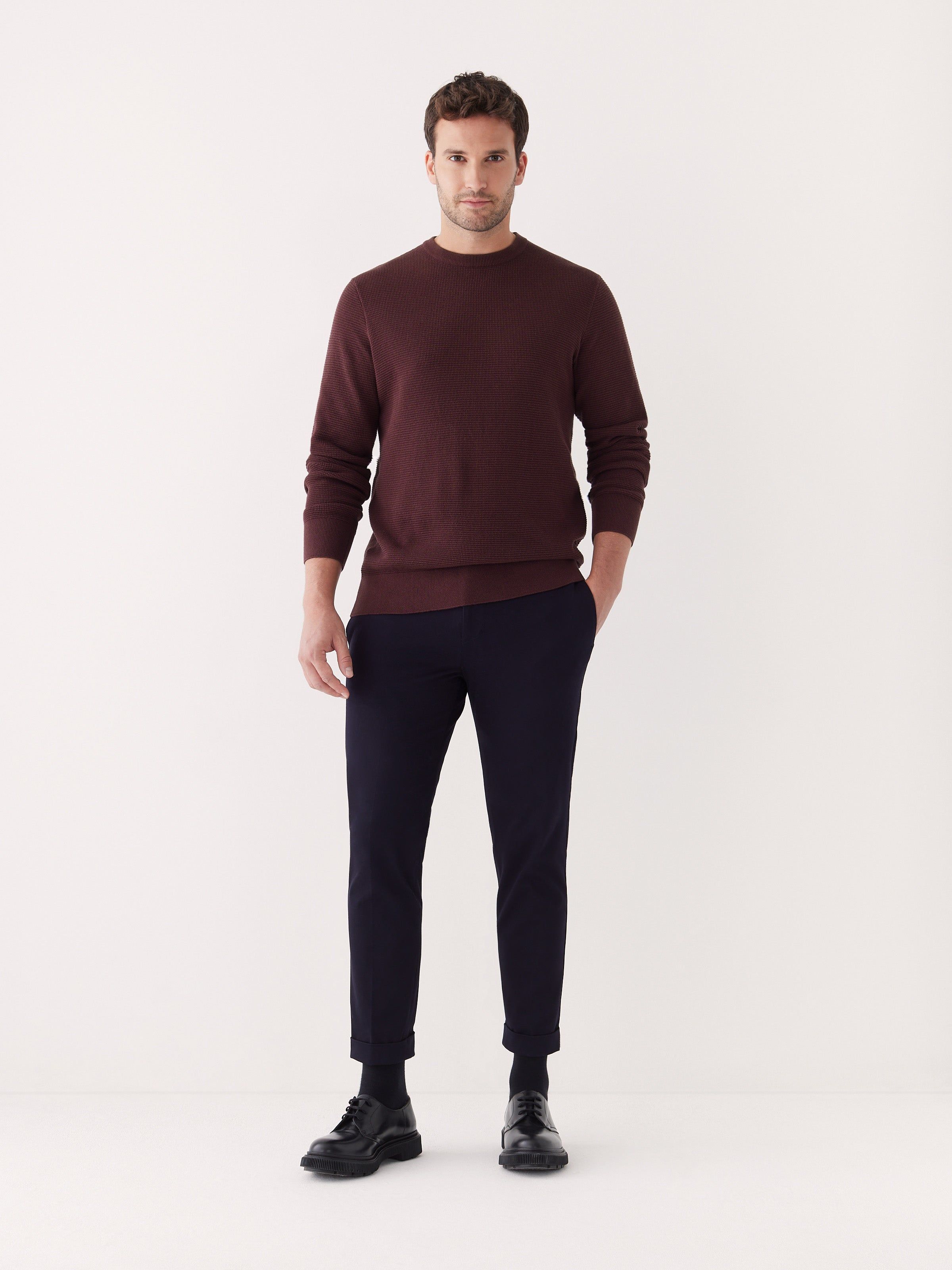 The Waffle Crewneck Sweater in Burgundy sold by Frank & Oak product image thumbnail 4