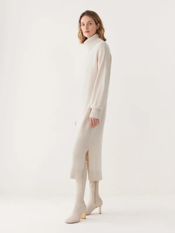 The Turtleneck Sweater Dress in Cream sold by Frank & Oak