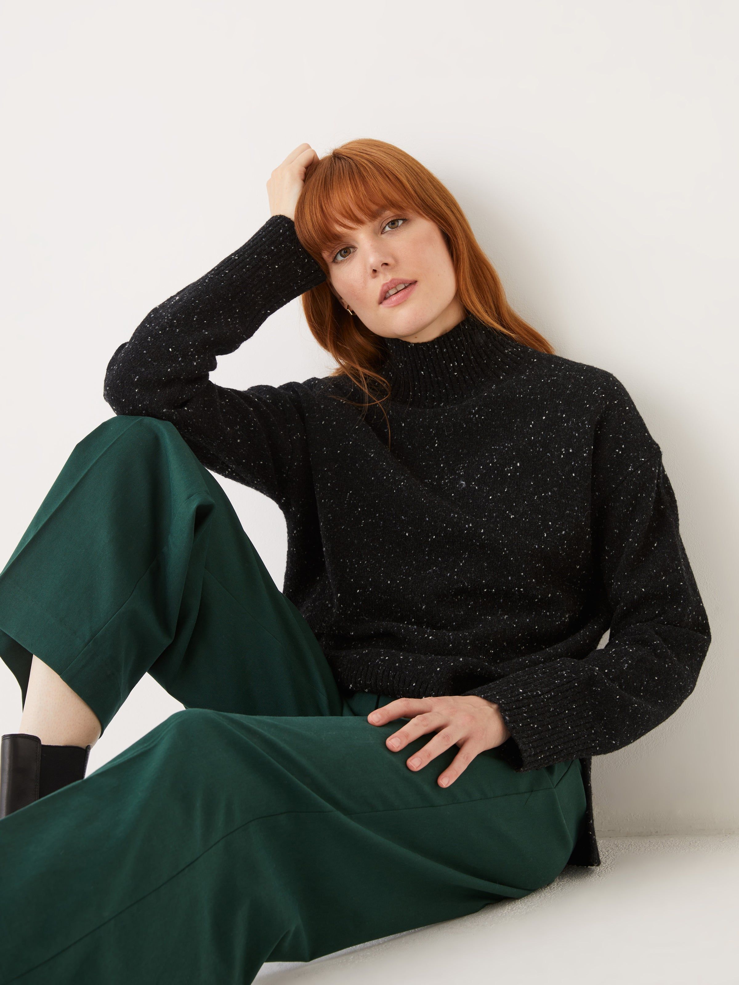 The Donegal Wool Blend Mockneck in Black sold by Frank & Oak