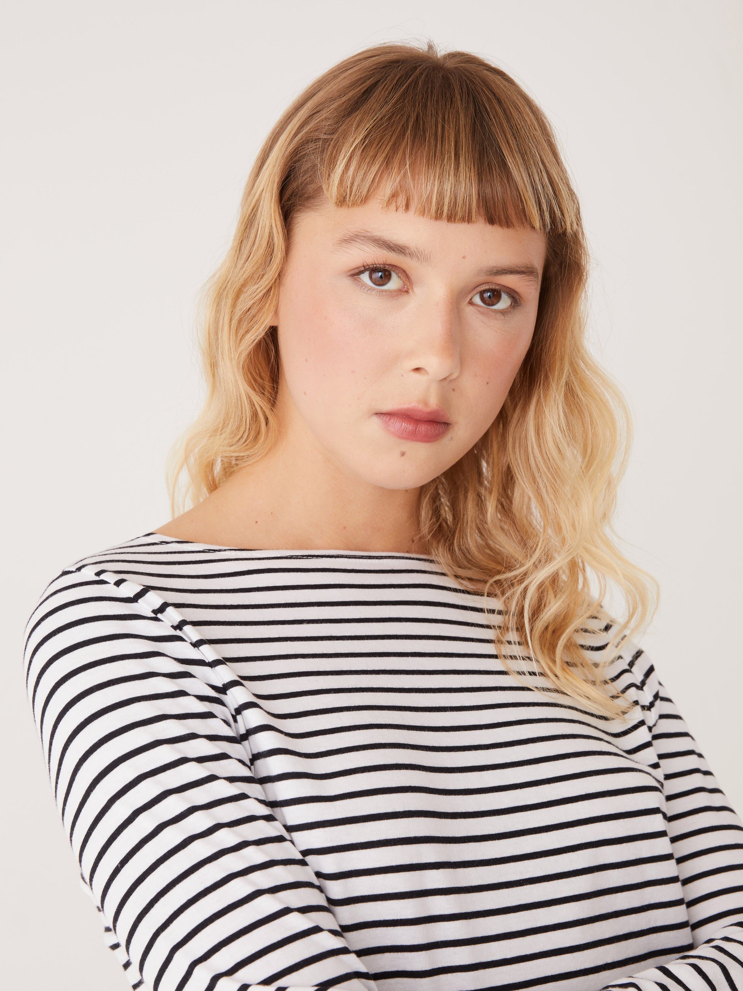The Striped Long Sleeve T-Shirt in White sold by Frank & Oak product image thumbnail 4