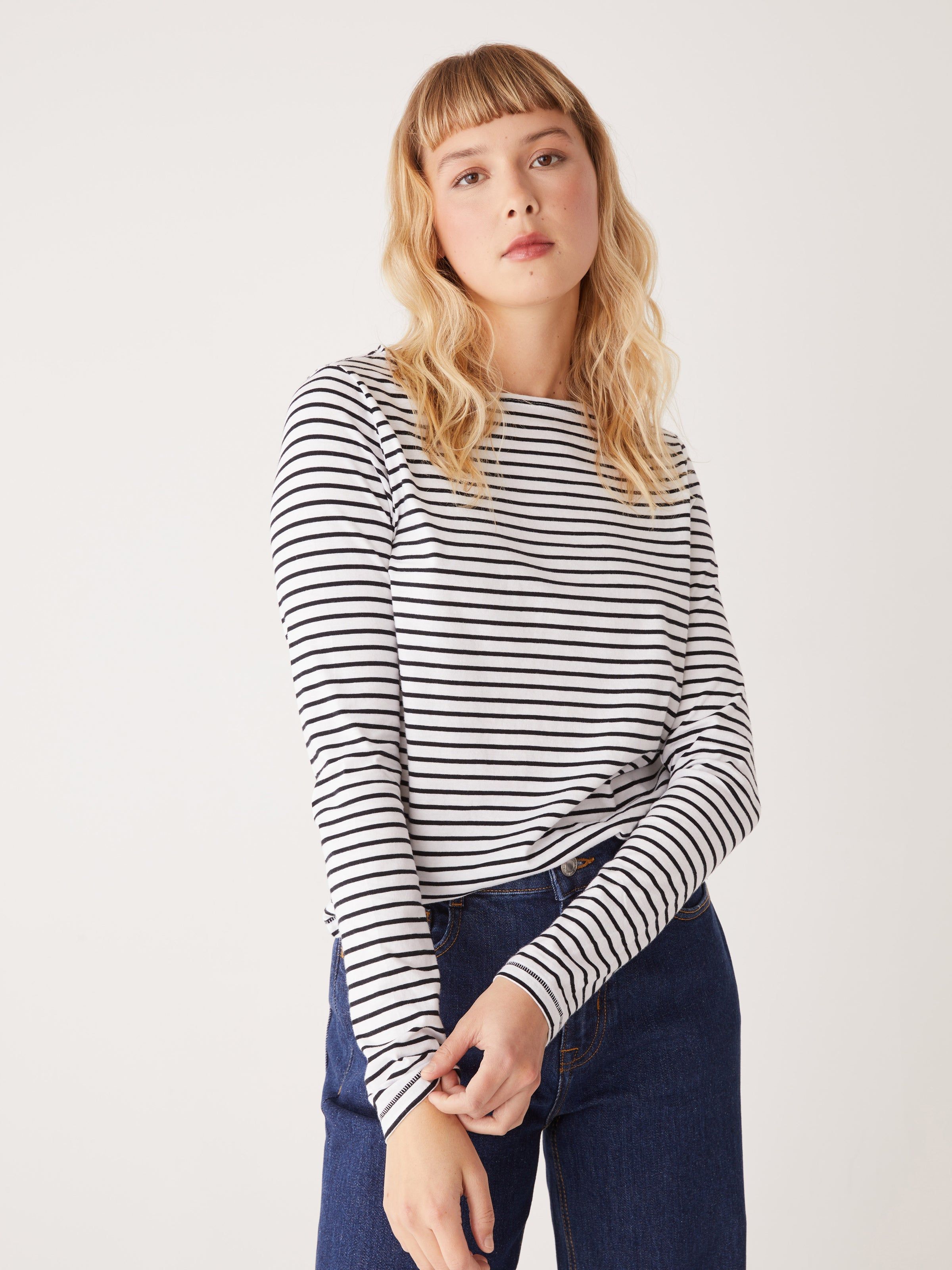 The Striped Long Sleeve T-Shirt in White sold by Frank & Oak product image thumbnail 2