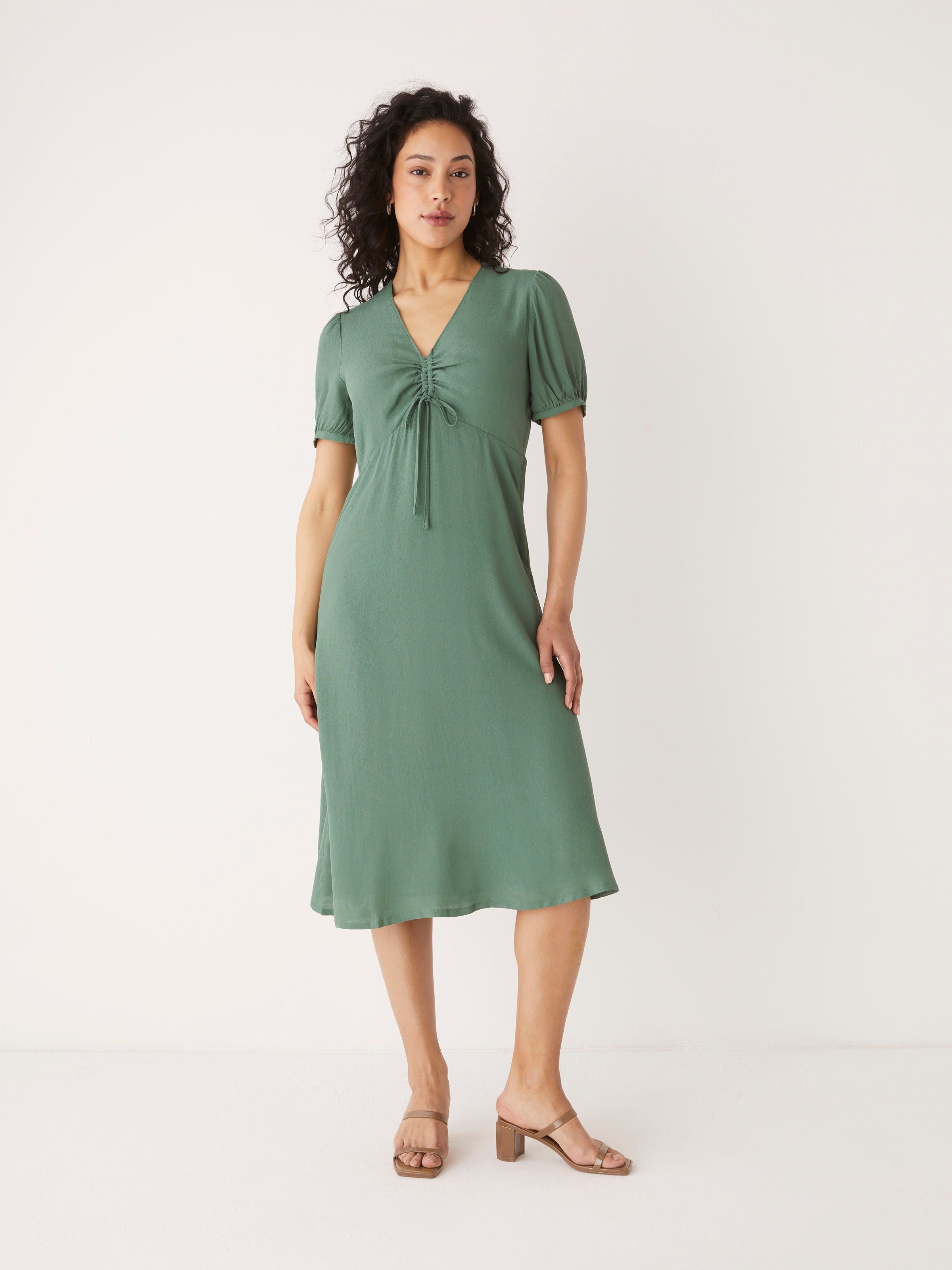 The Short Sleeve Midi Dress in Green sold by Frank & Oak