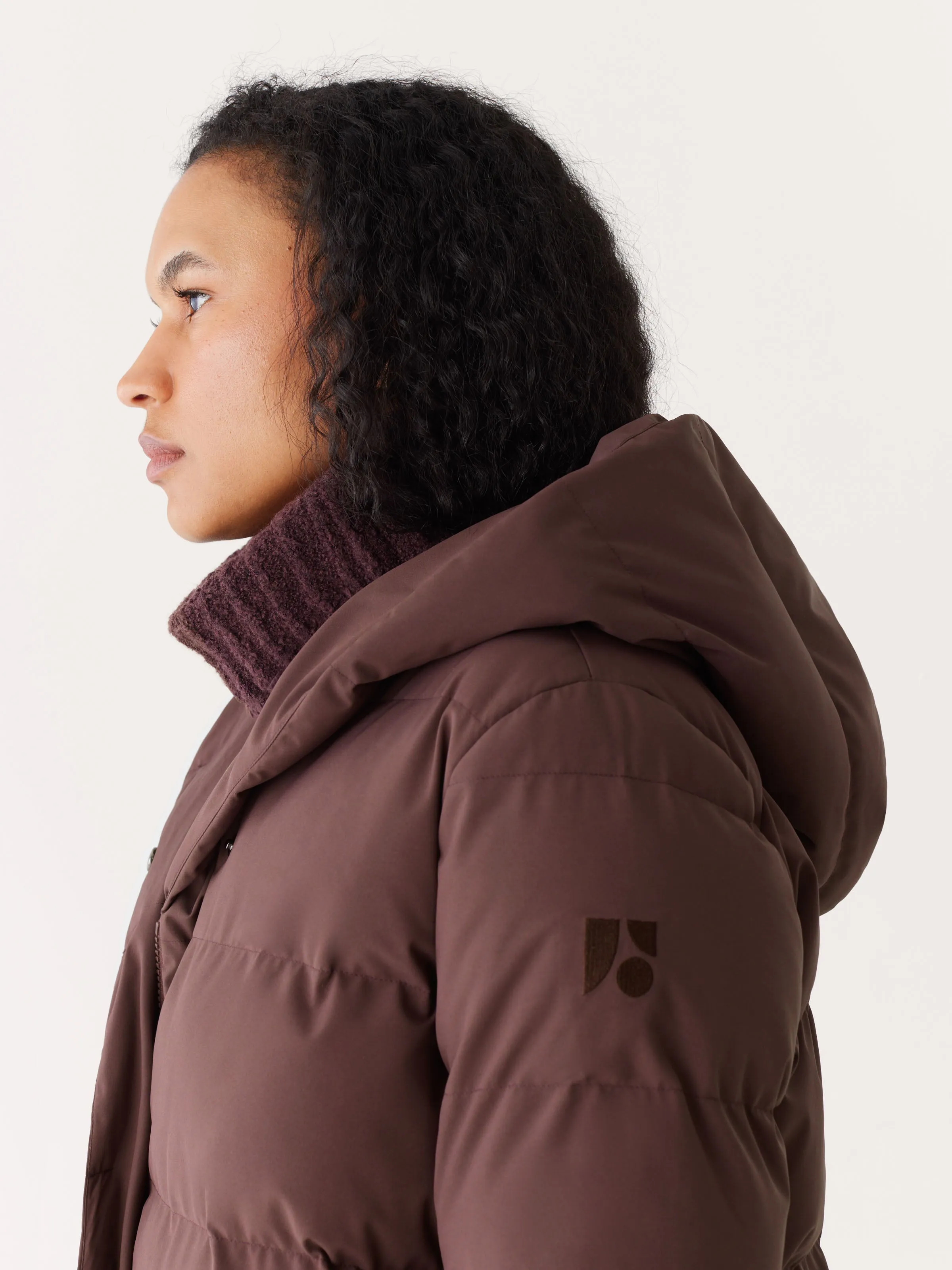 The Highland Long Puffer Coat in Burgundy sold by Frank & Oak product image thumbnail 4