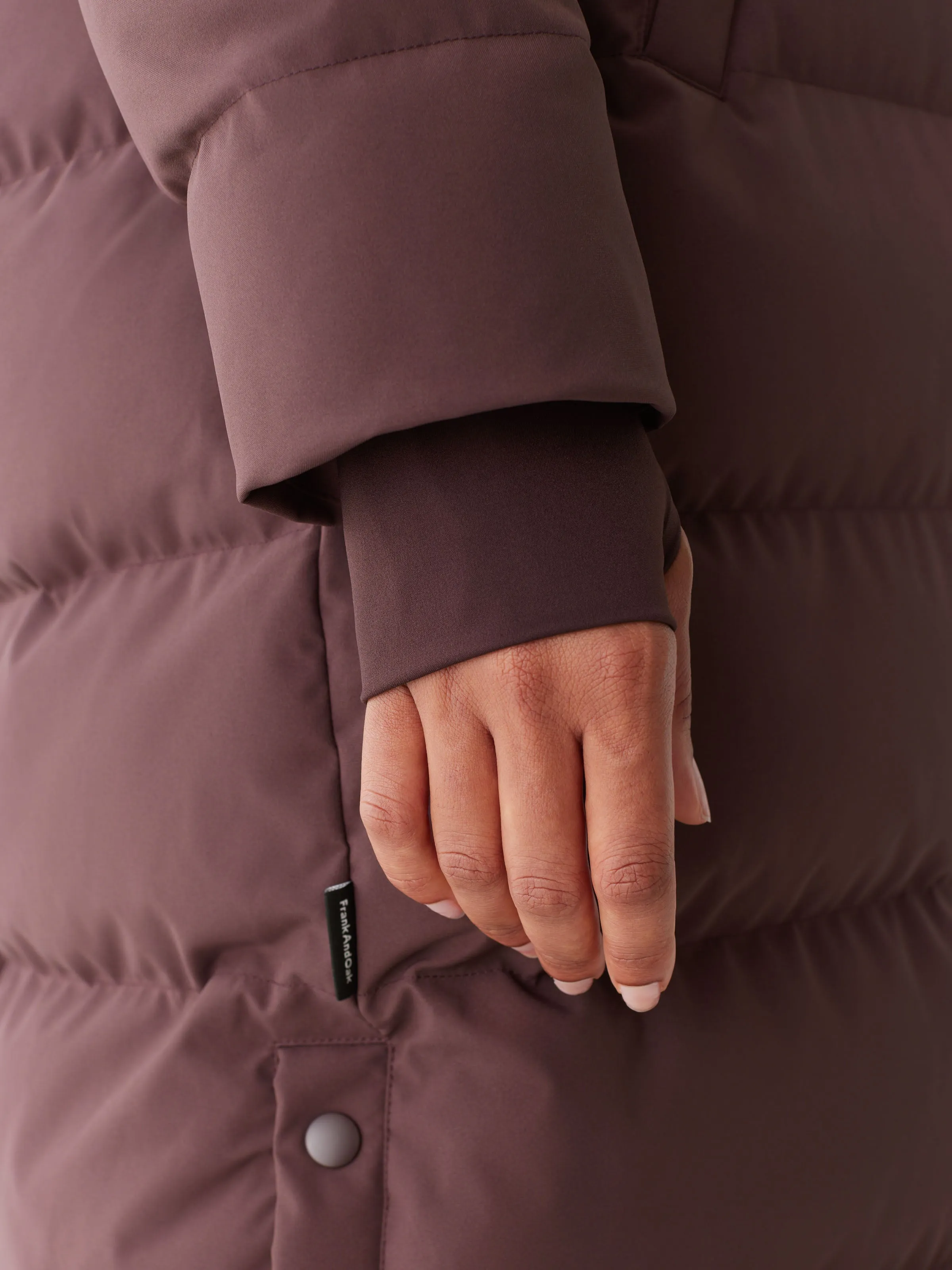 The Highland Long Puffer Coat in Burgundy sold by Frank & Oak product image thumbnail 5