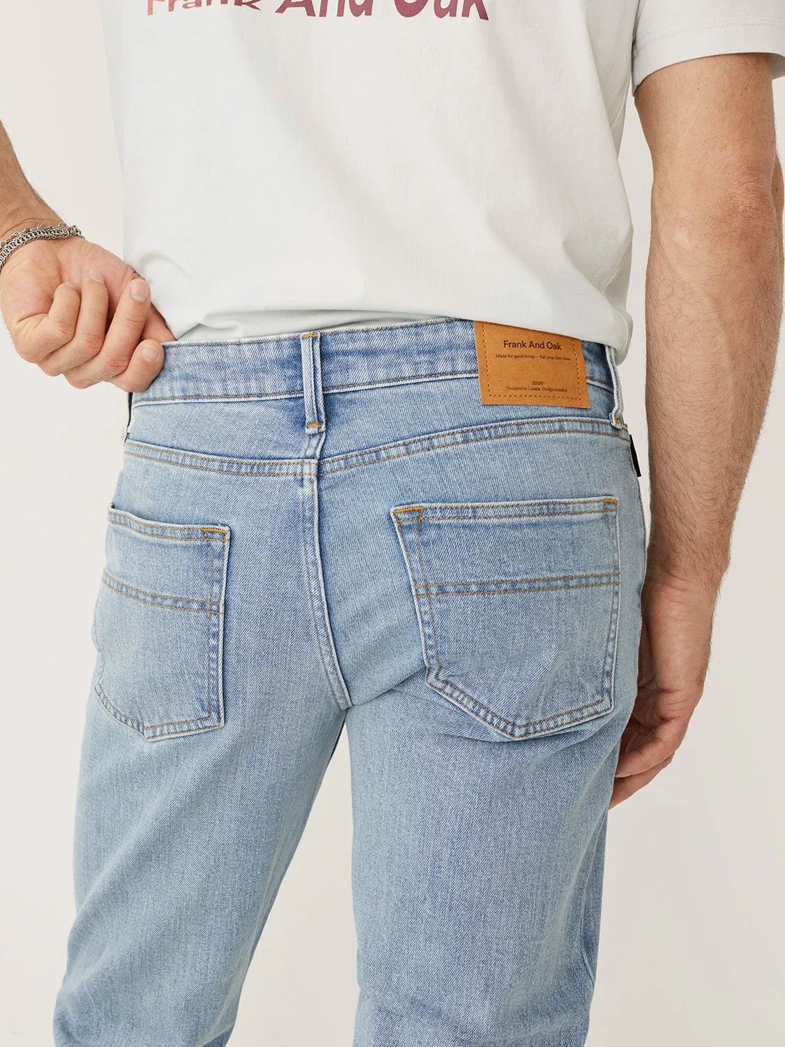 The Adam Slim Jean in Washed Blue sold by Frank & Oak product image thumbnail 3