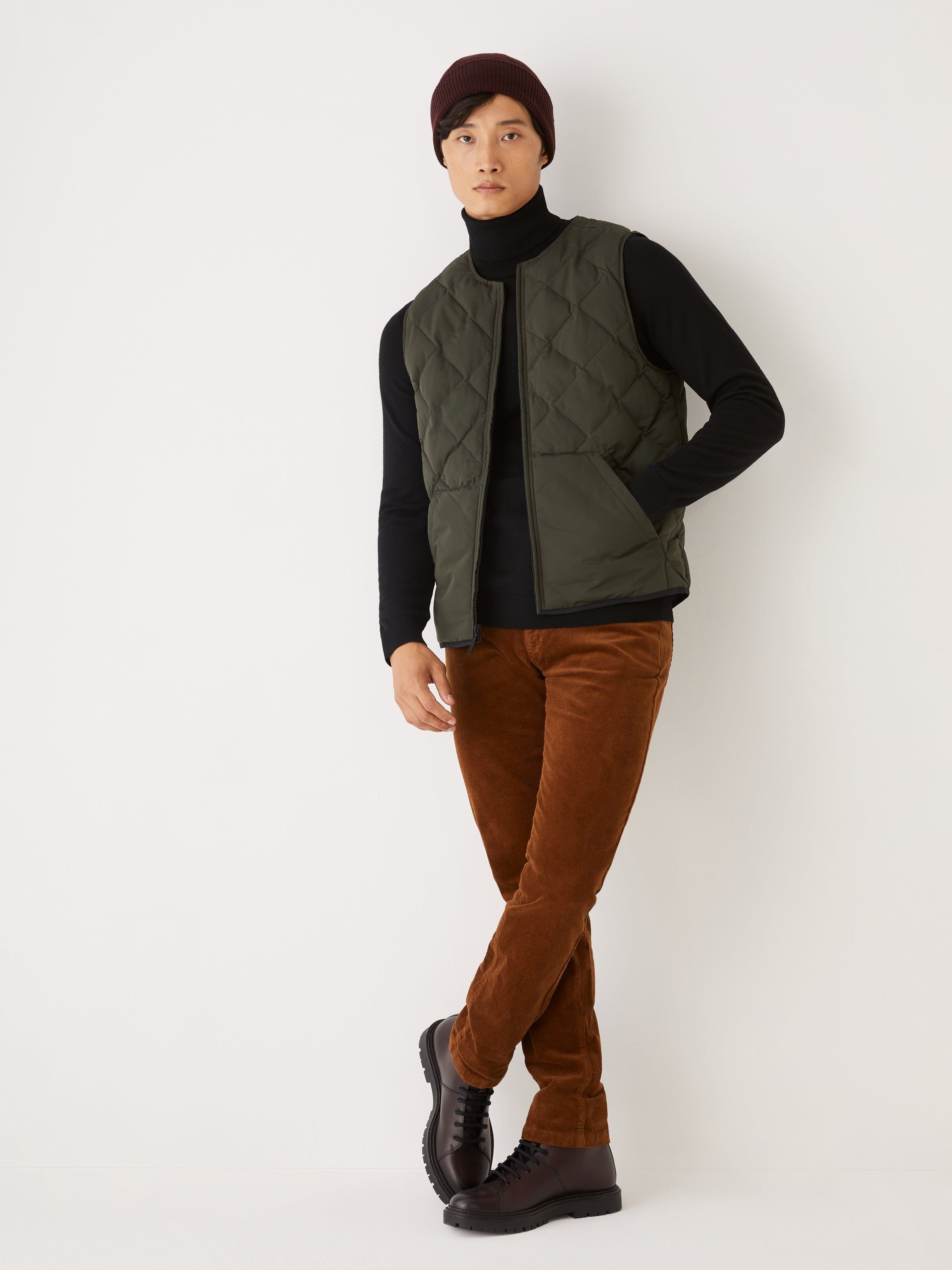 The Skyline Reversible Vest in Rosin sold by Frank & Oak