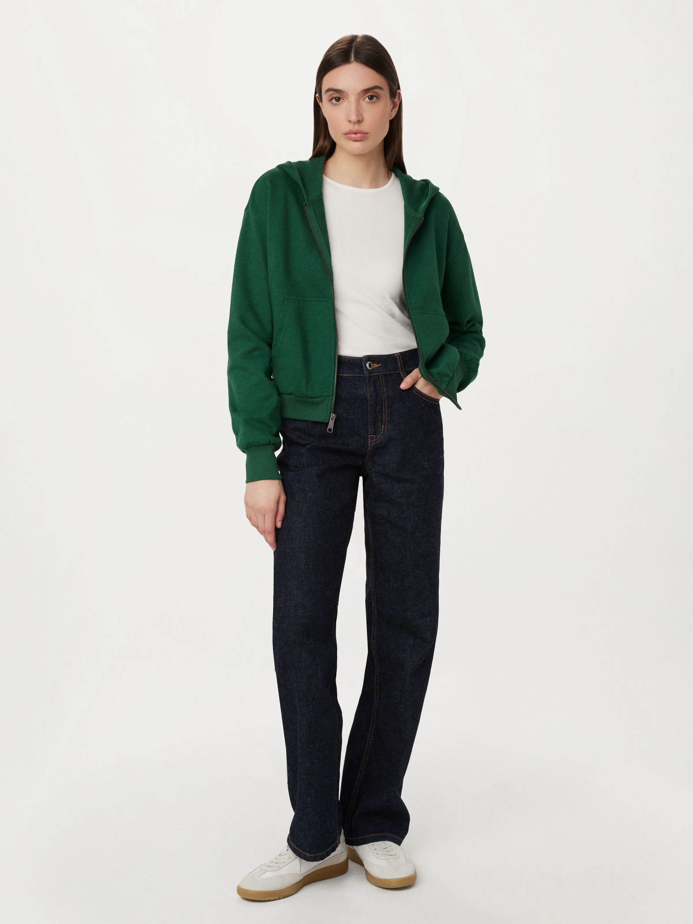 The French Terry Hoodie in Dark Green sold by Frank & Oak