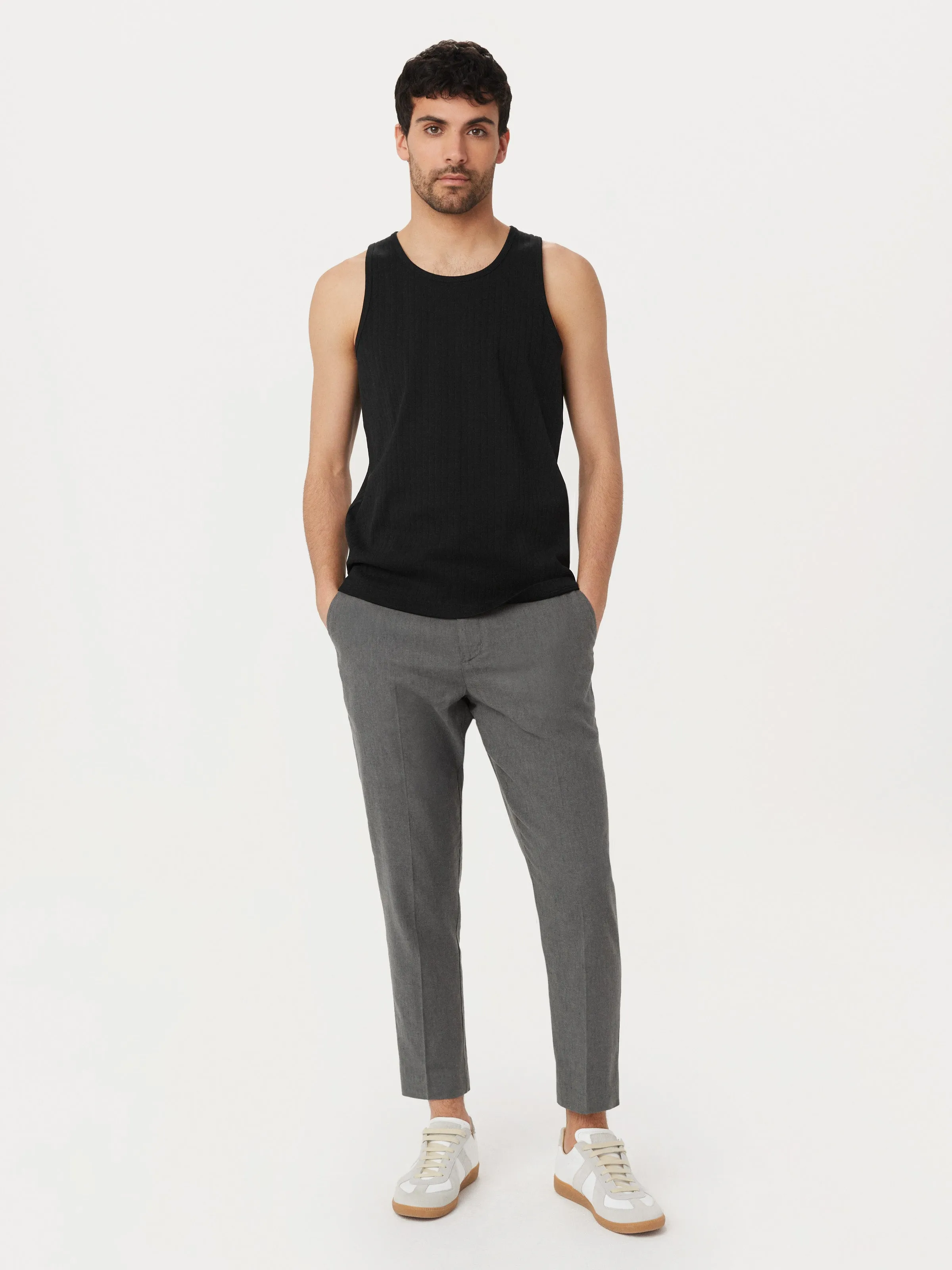 The Ribbed Tank in Black sold by Frank & Oak