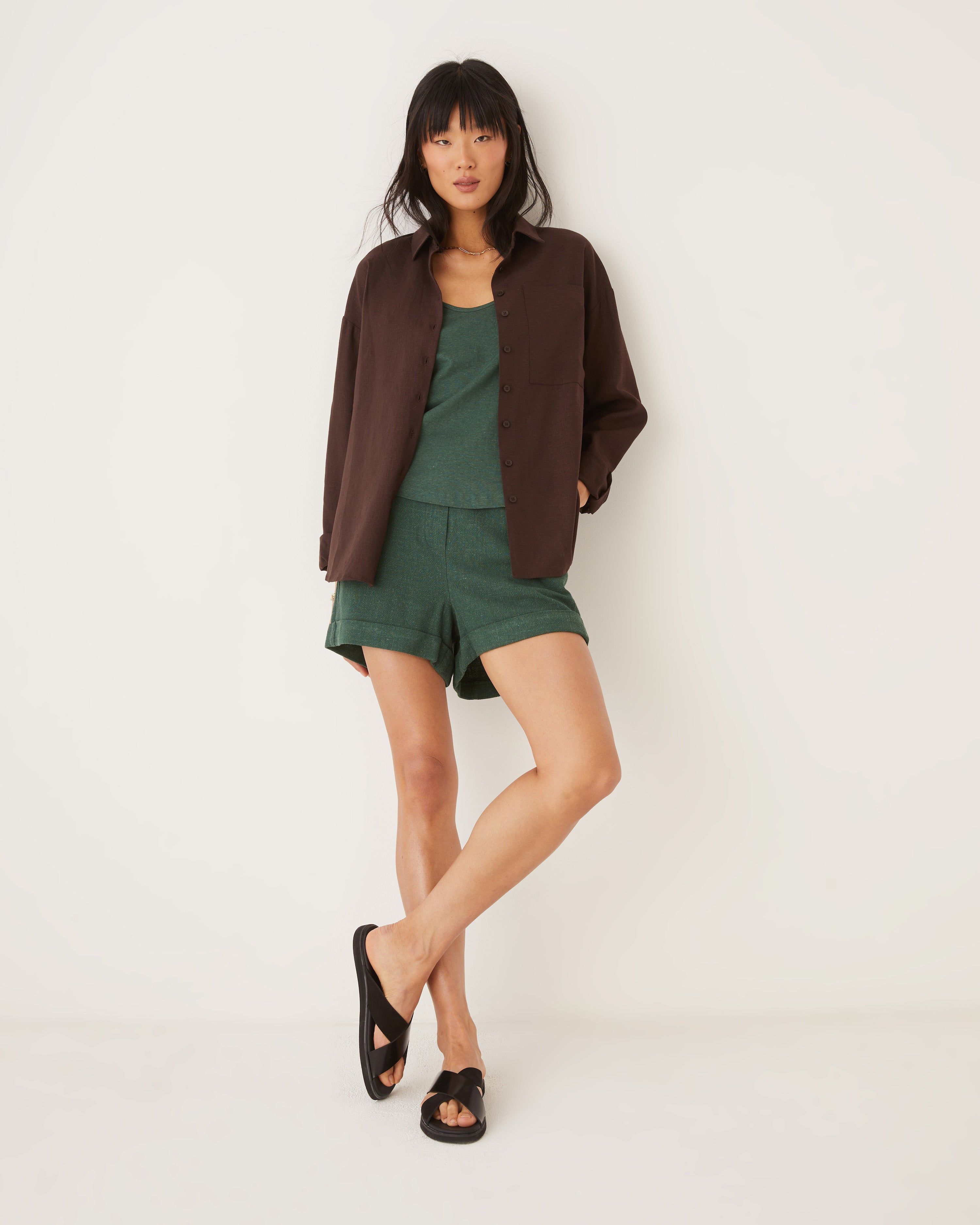 The Boyfriend Linen Shirt in Dark Brown sold by Frank & Oak product image thumbnail 5