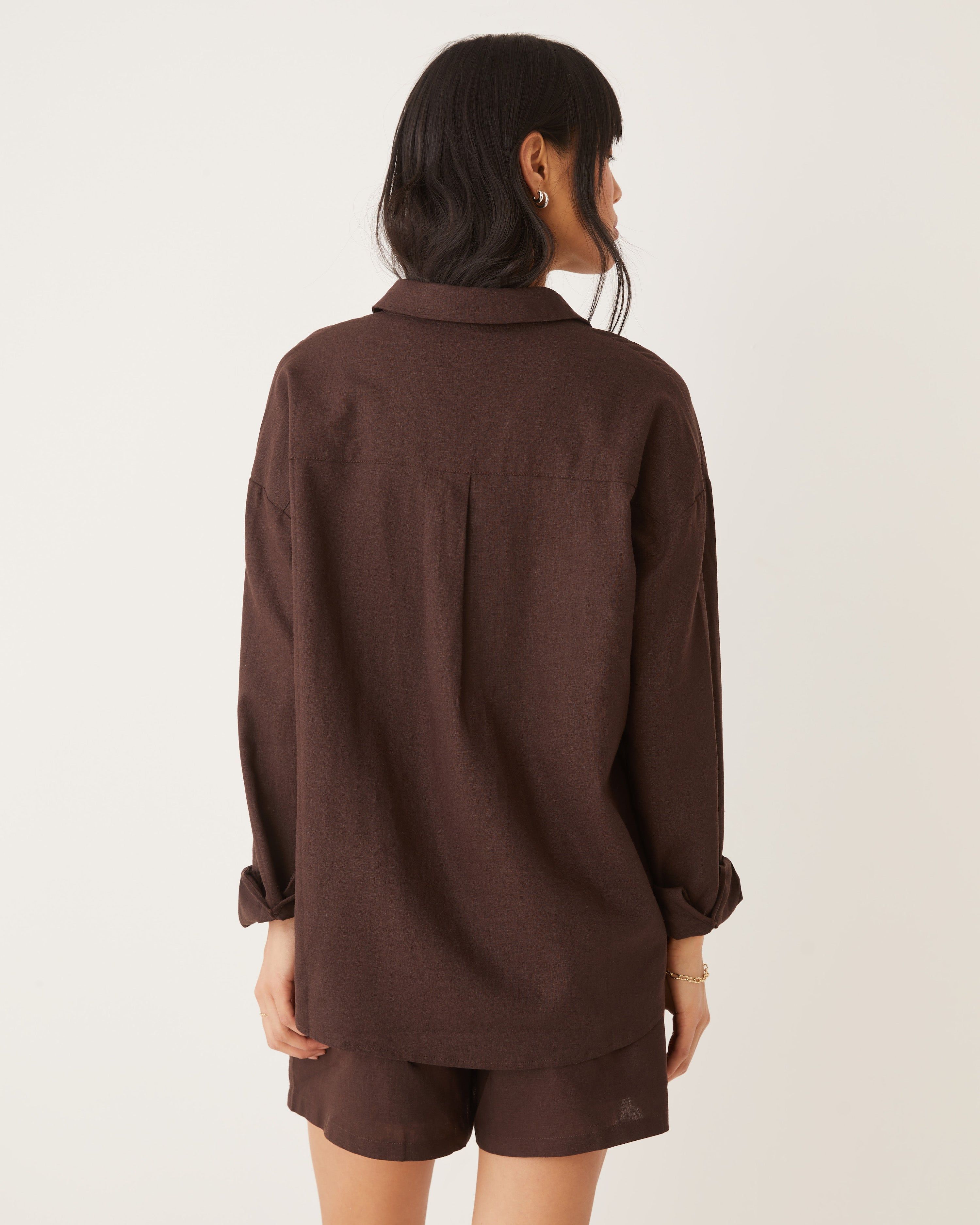 The Boyfriend Linen Shirt in Dark Brown sold by Frank & Oak product image thumbnail 9