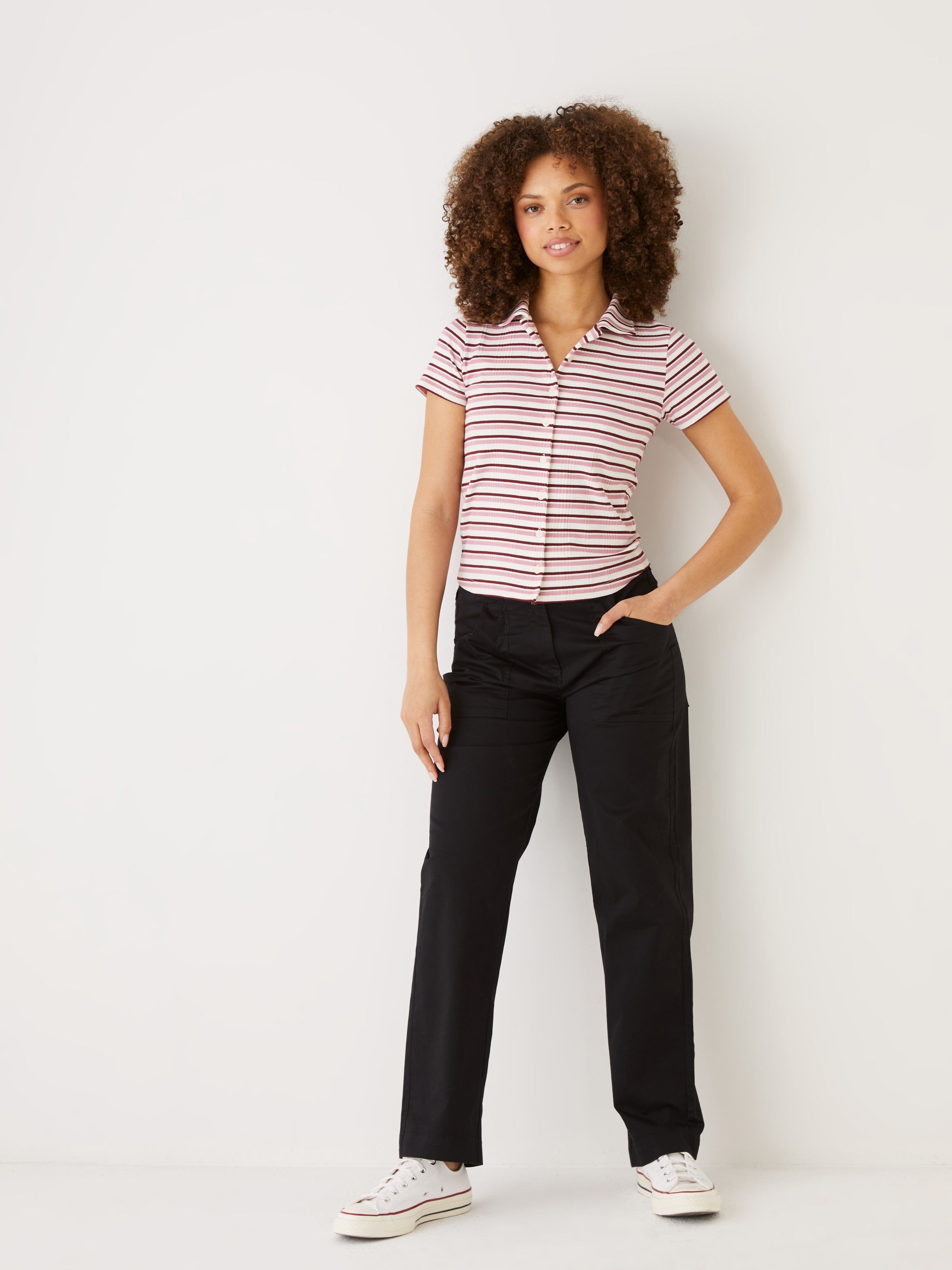 The Slim Fit Button-Up T-Shirt in Pink sold by Frank & Oak product image thumbnail 3