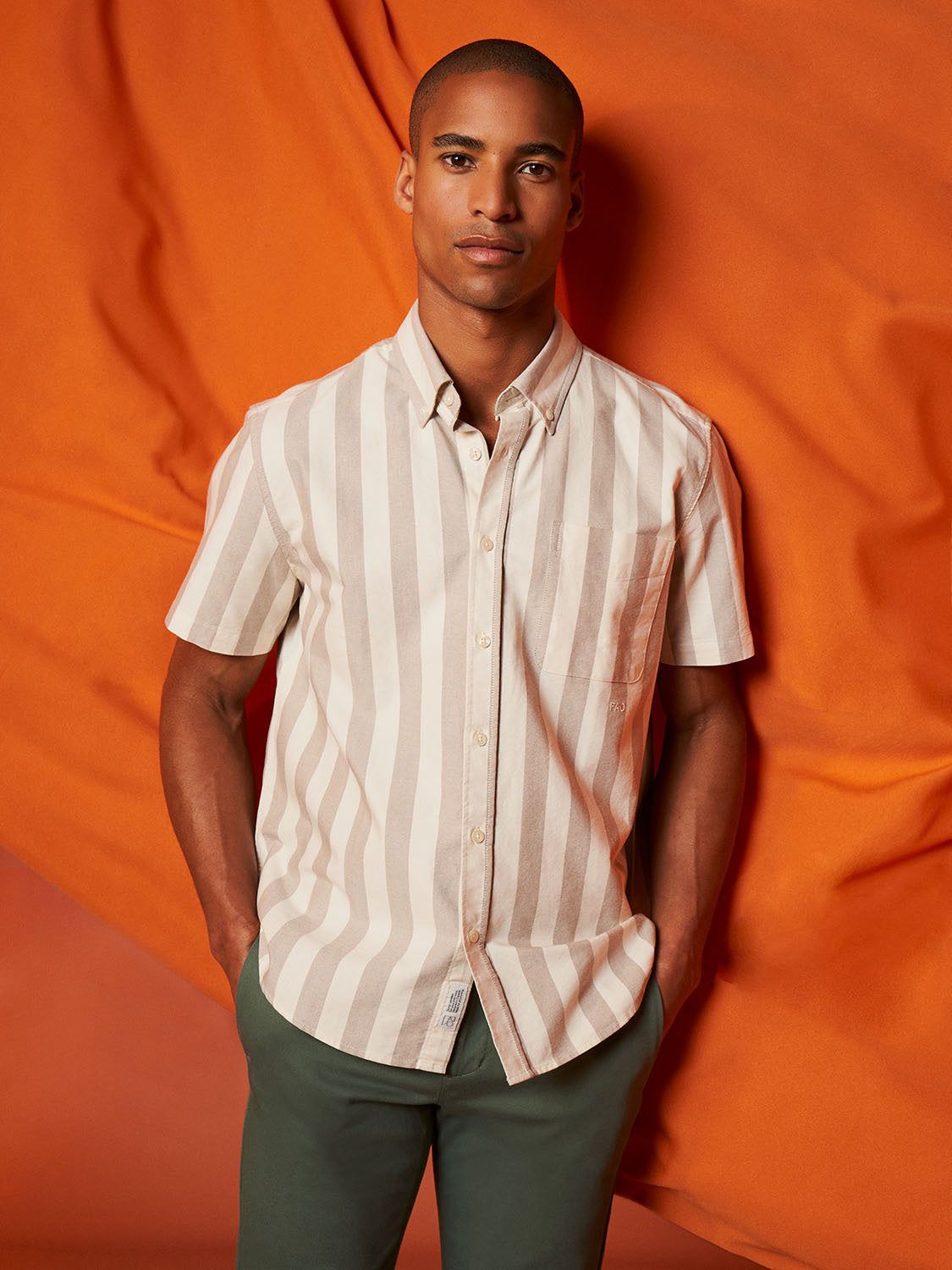 The Striped Short Sleeve Jasper Shirt in Umber sold by Frank & Oak product image thumbnail 2