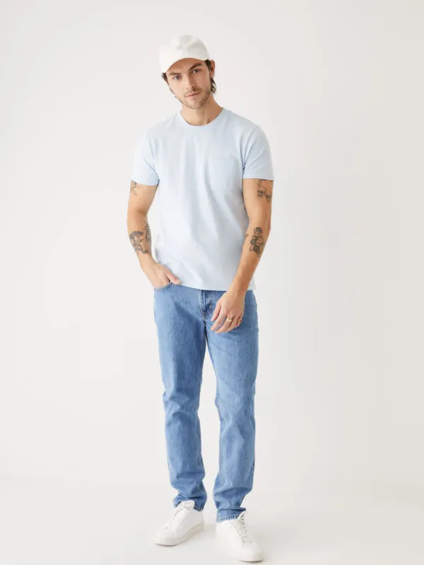 The Eco Dye Pocket T-Shirt in Light Blue sold by Frank & Oak