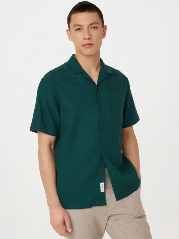The Waffle Camp Collar Shirt in Dark Cyprus sold by Frank & Oak