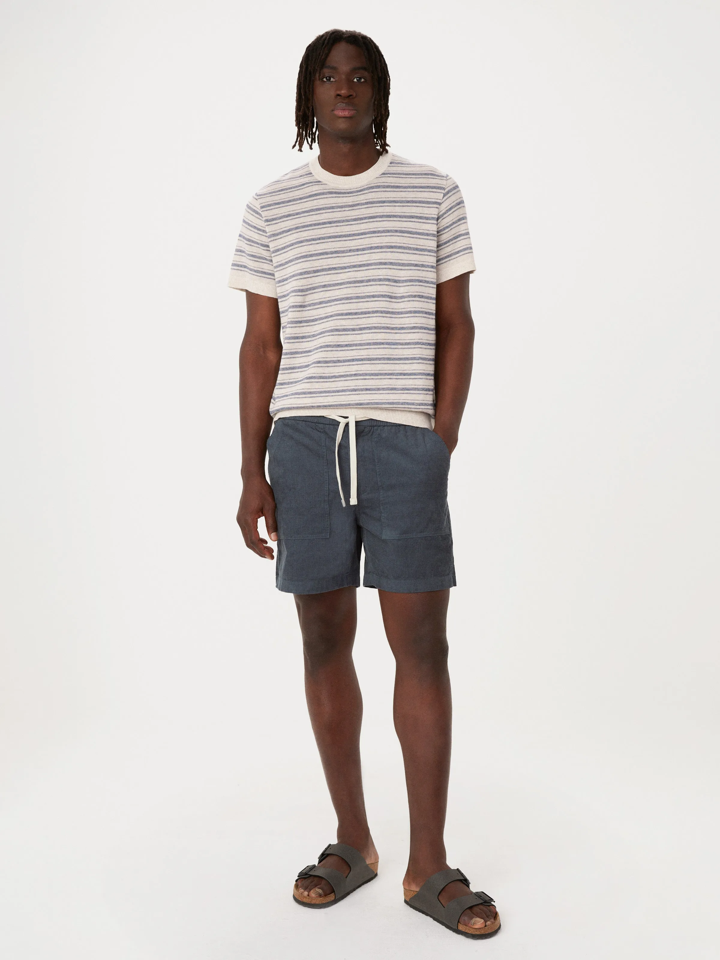 The Short Sleeve Linen Sweater in Light Beige sold by Frank & Oak