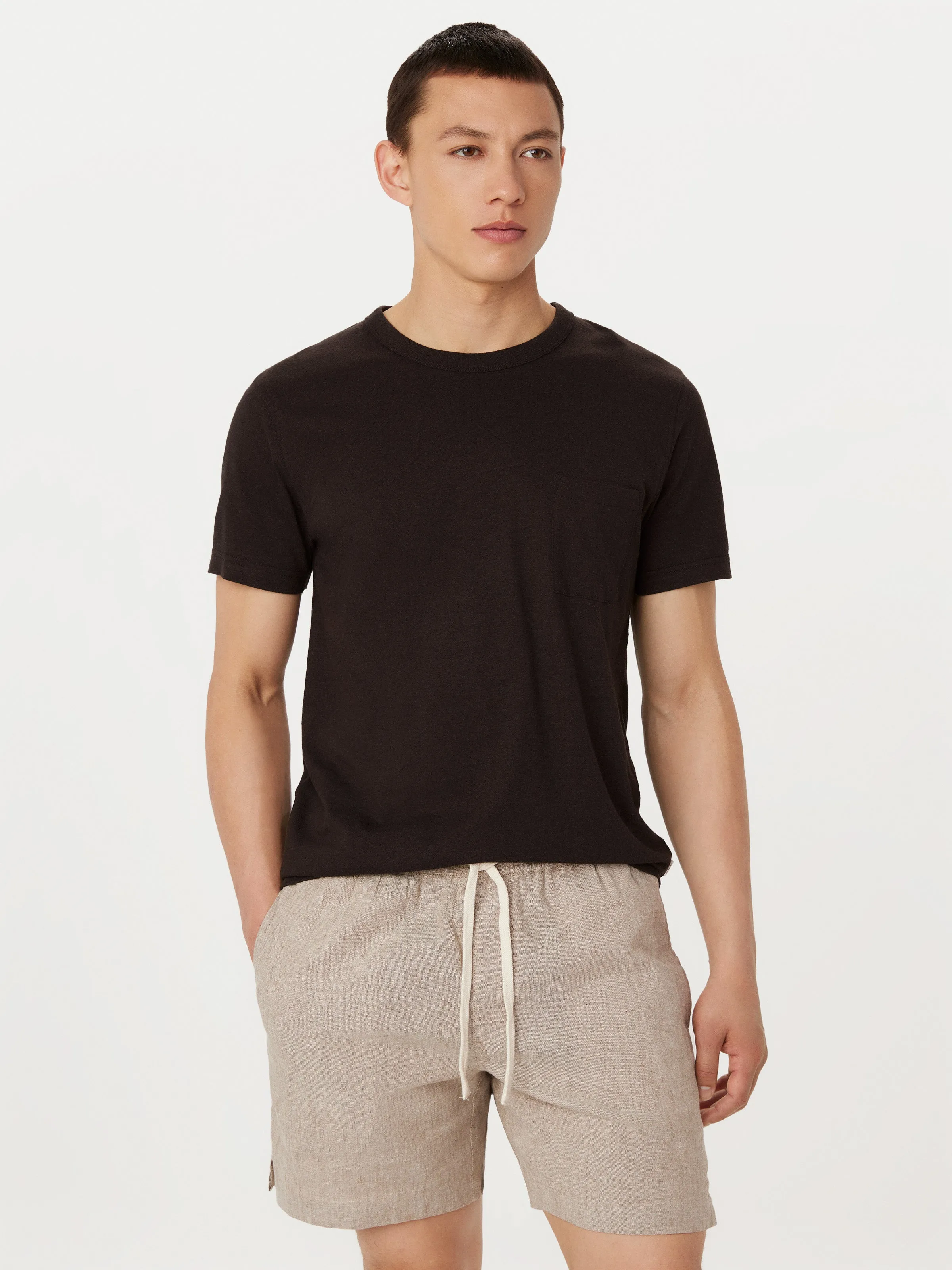 The Slim Hemp T-Shirt in Dark Chocolate sold by Frank & Oak