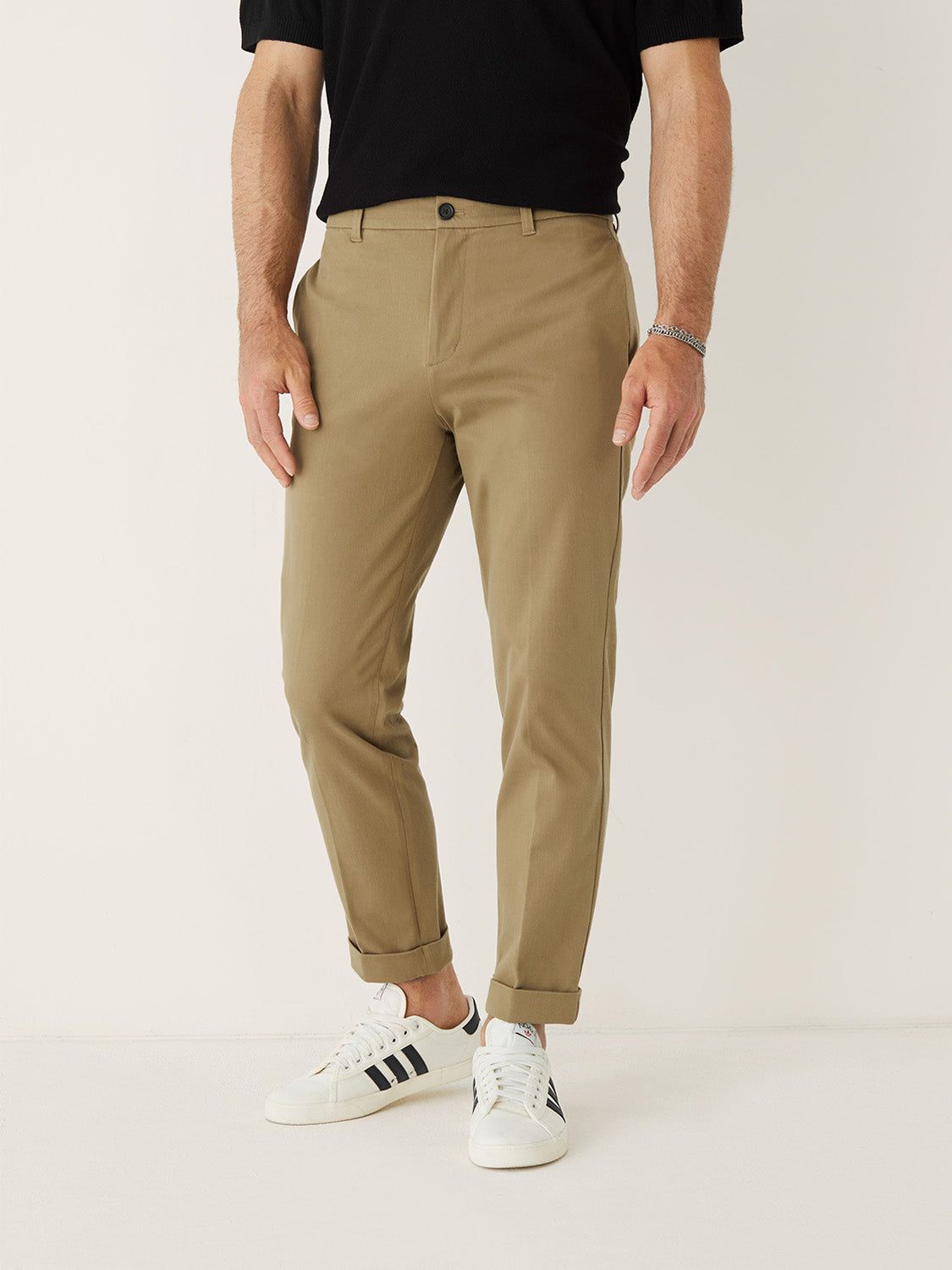 The Tapered Fit Flex Worker's Pant in Beige sold by Frank & Oak