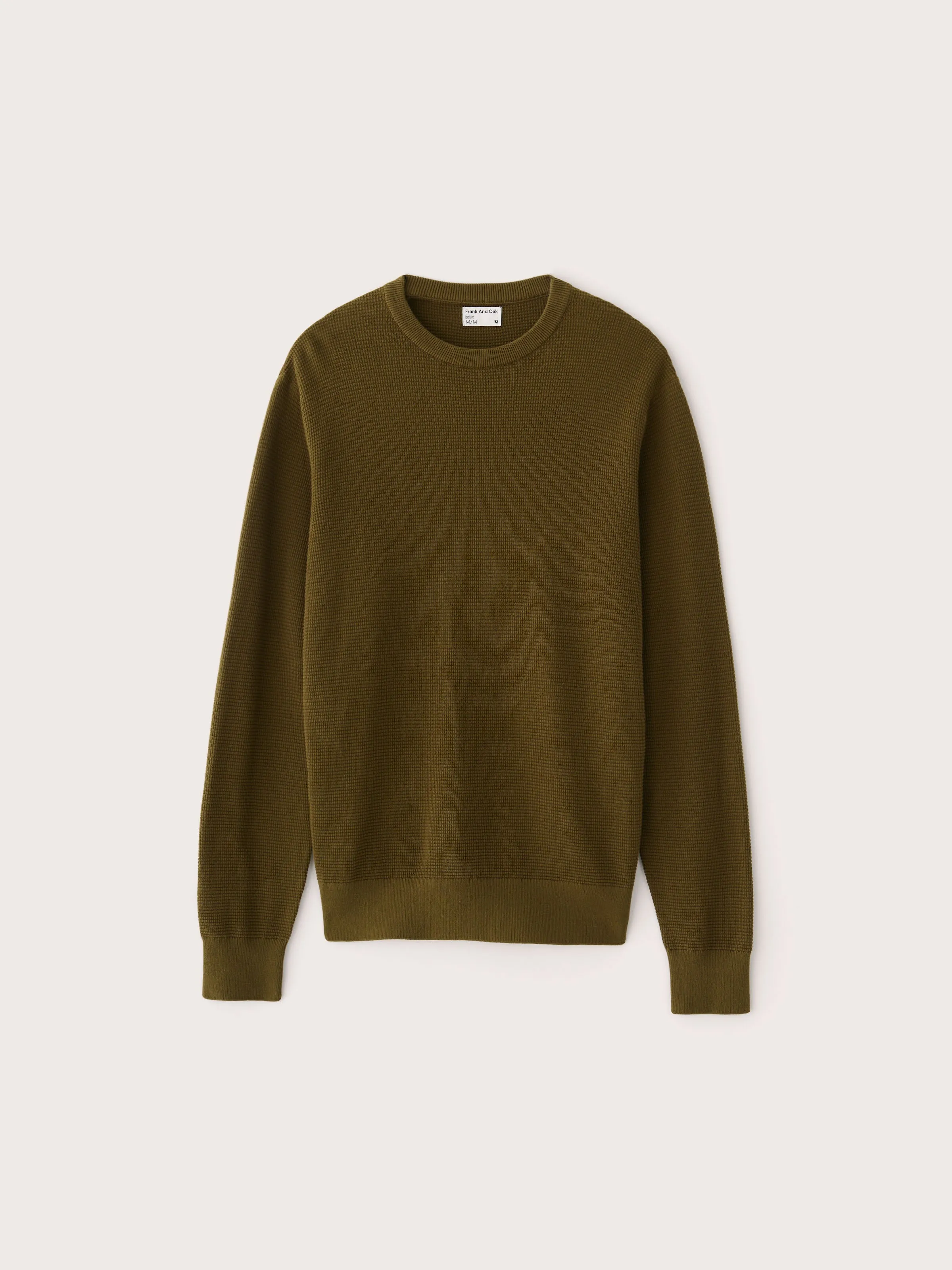 The Waffle Crewneck Sweater in Dark Olive sold by Frank & Oak product image thumbnail 5
