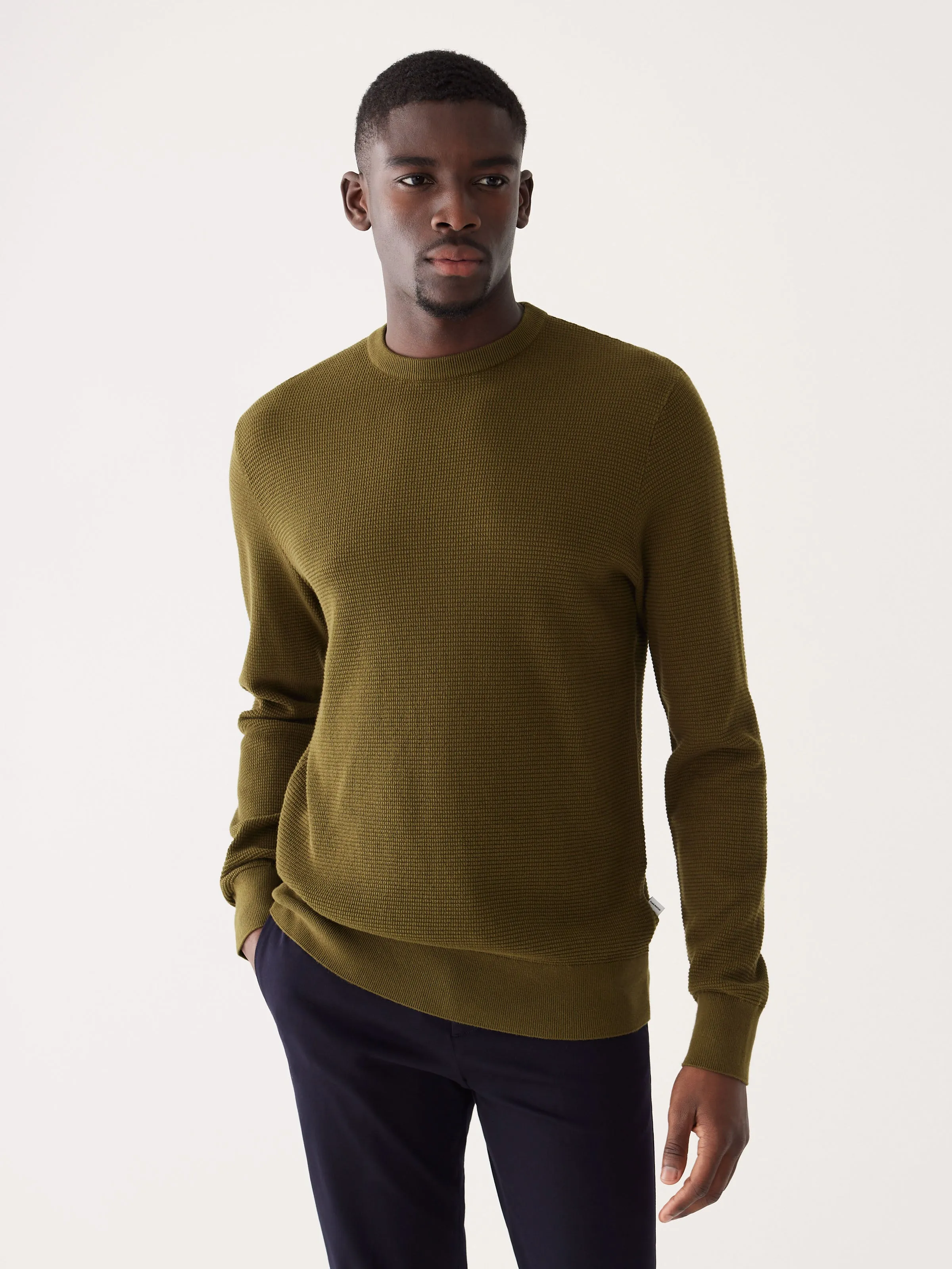 The Waffle Crewneck Sweater in Dark Olive sold by Frank & Oak product image thumbnail 2