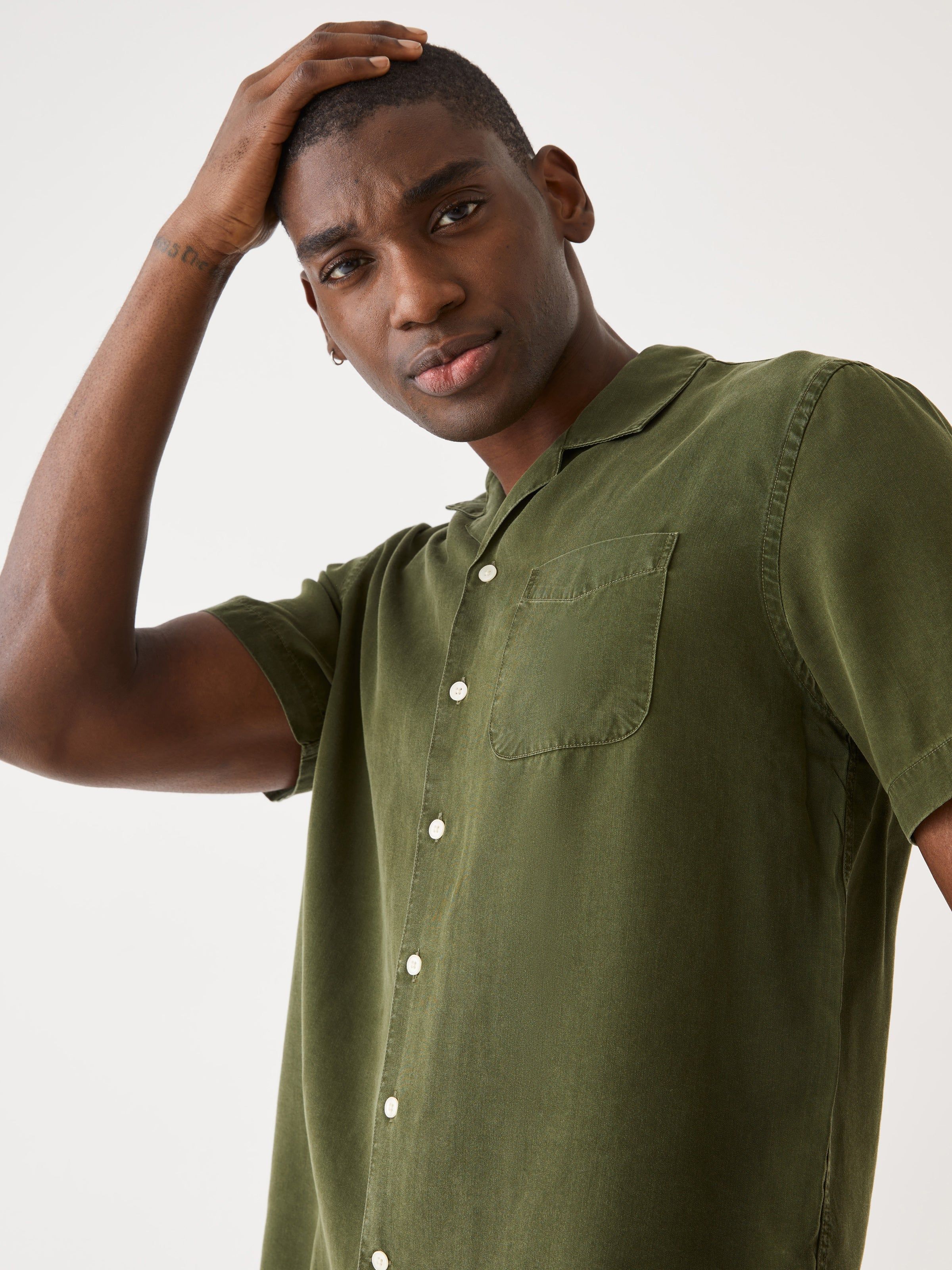 The Camp Collar Resort Shirt in Olive Green sold by Frank & Oak product image thumbnail 2
