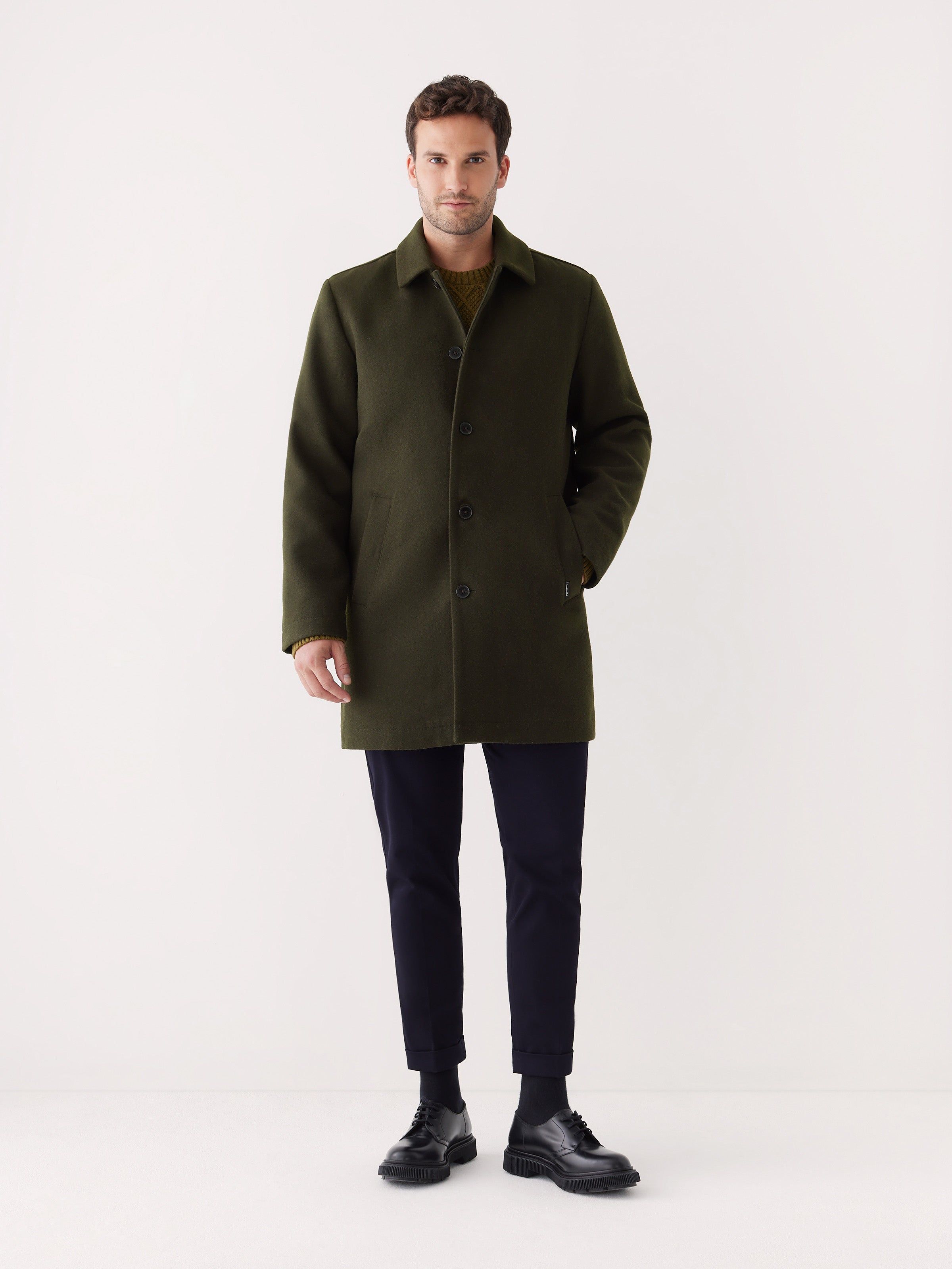 The Smith Mac Topcoat in Rosin sold by Frank & Oak