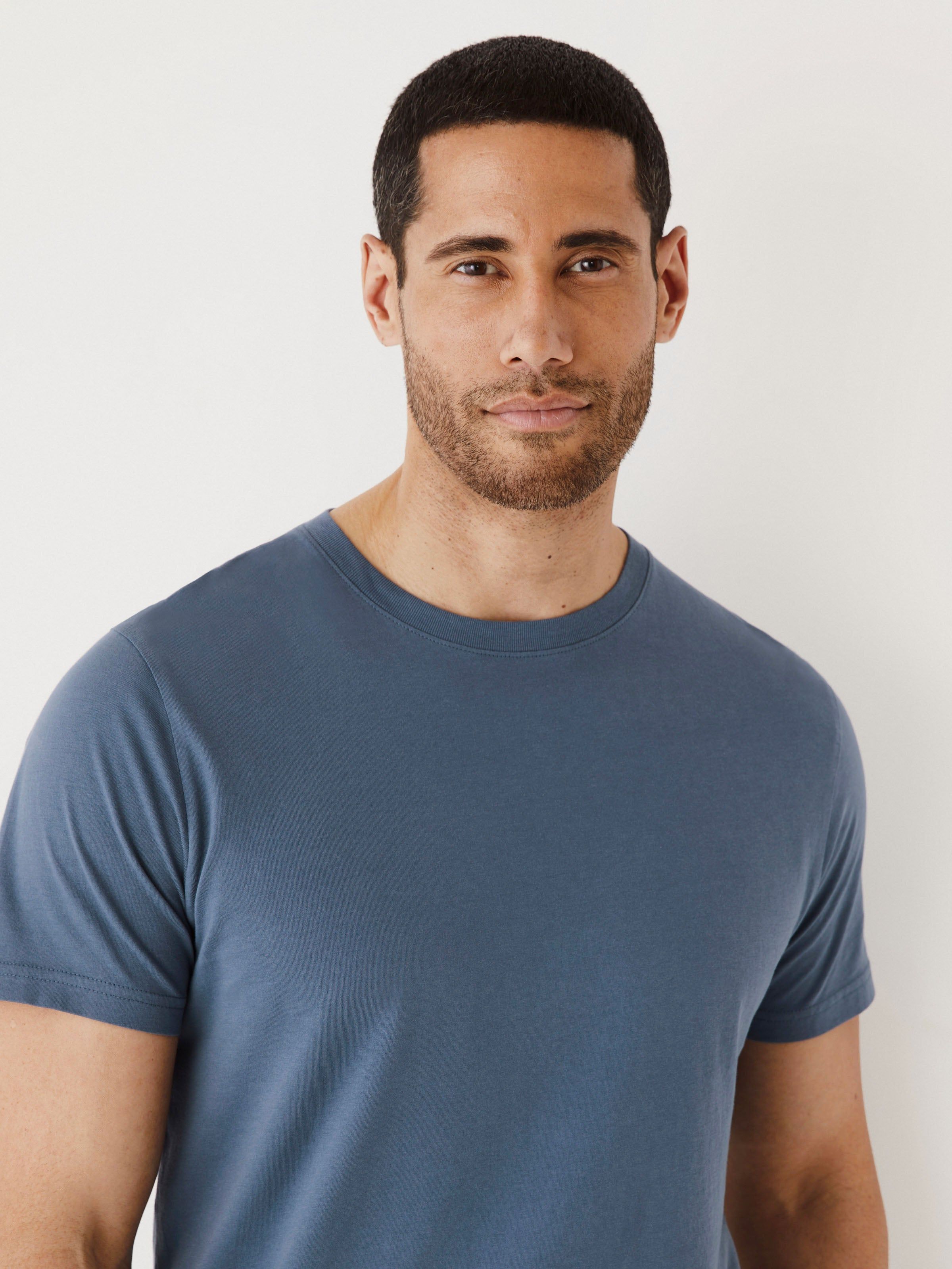 The Slim Fit Essential T-Shirt in Stormy Blue sold by Frank & Oak