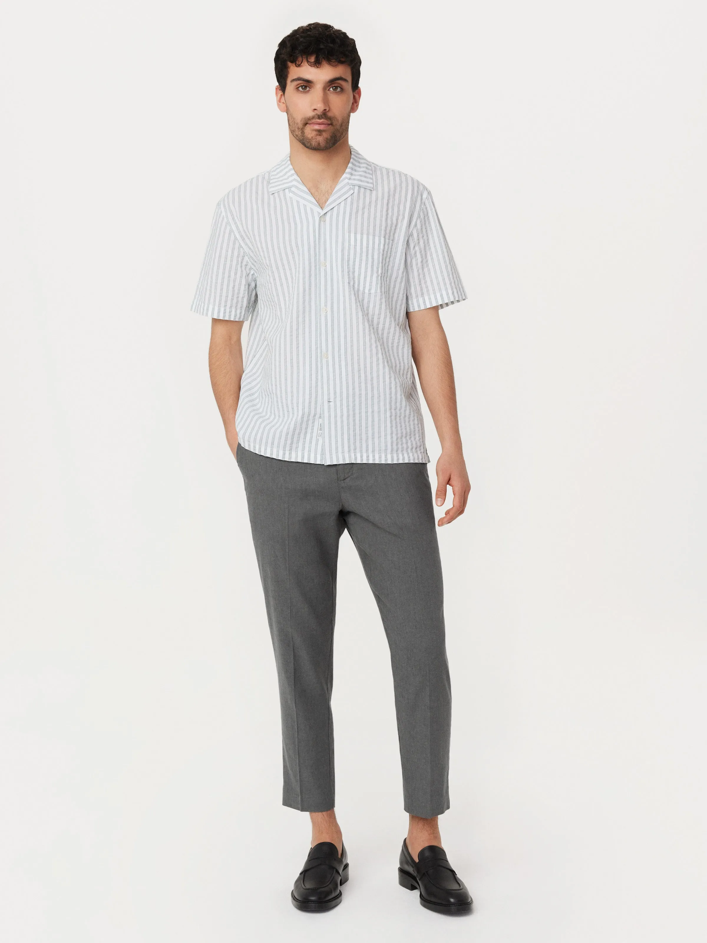 The Seersucker Camp Collar Shirt in Evergreen sold by Frank & Oak product image thumbnail 2