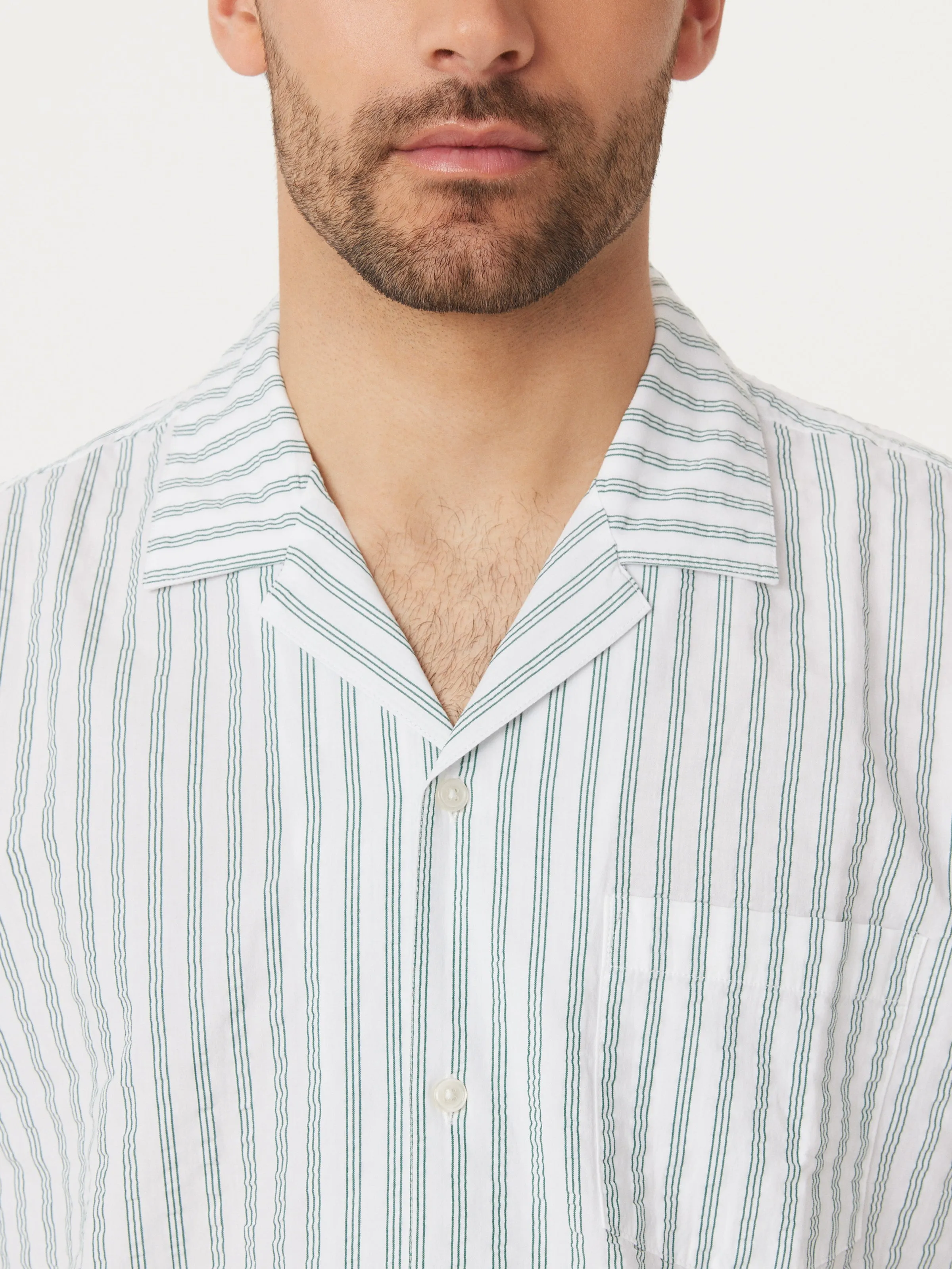 The Seersucker Camp Collar Shirt in Evergreen sold by Frank & Oak product image thumbnail 5