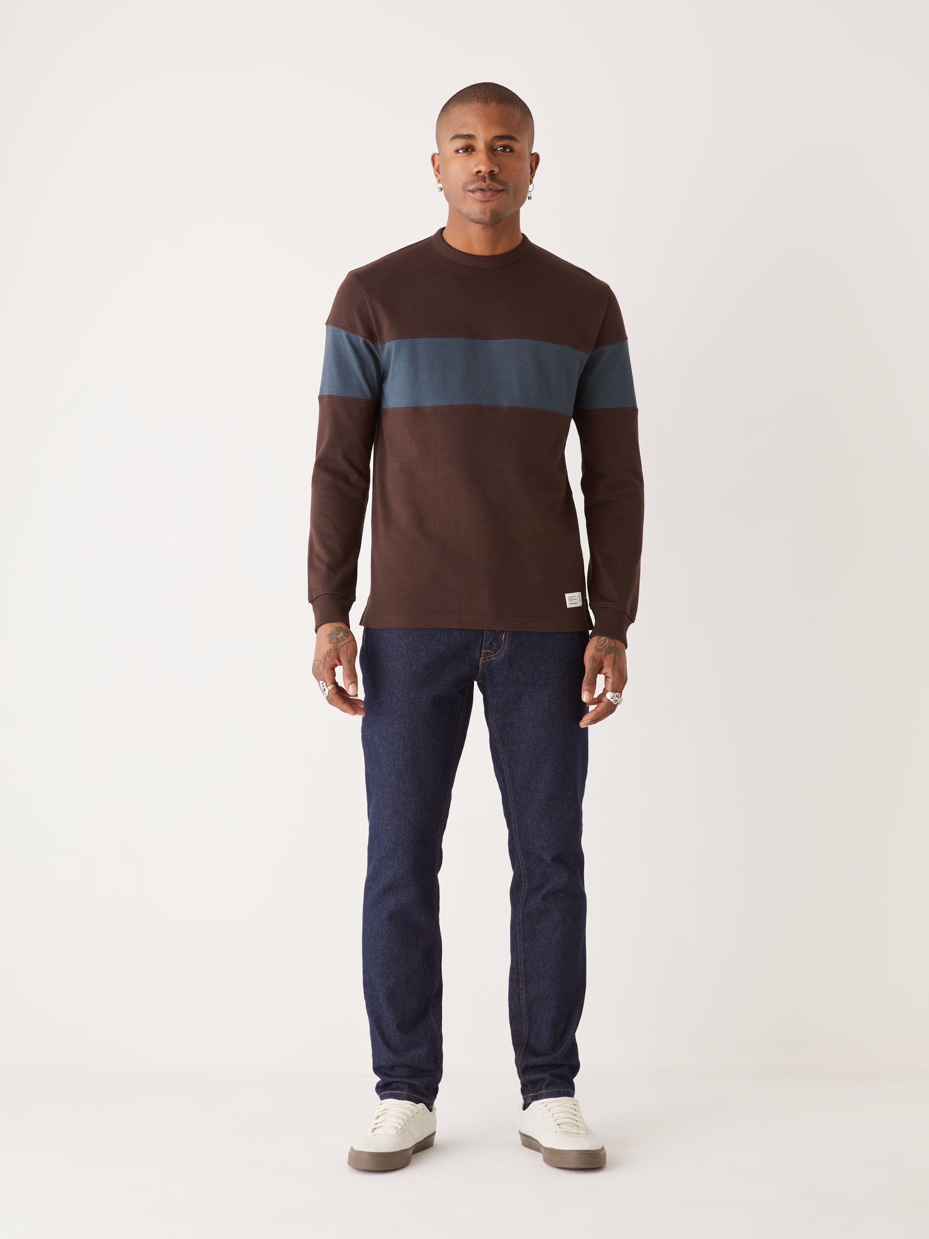 The Long Sleeve Rugby Shirt in Dark Brown sold by Frank & Oak