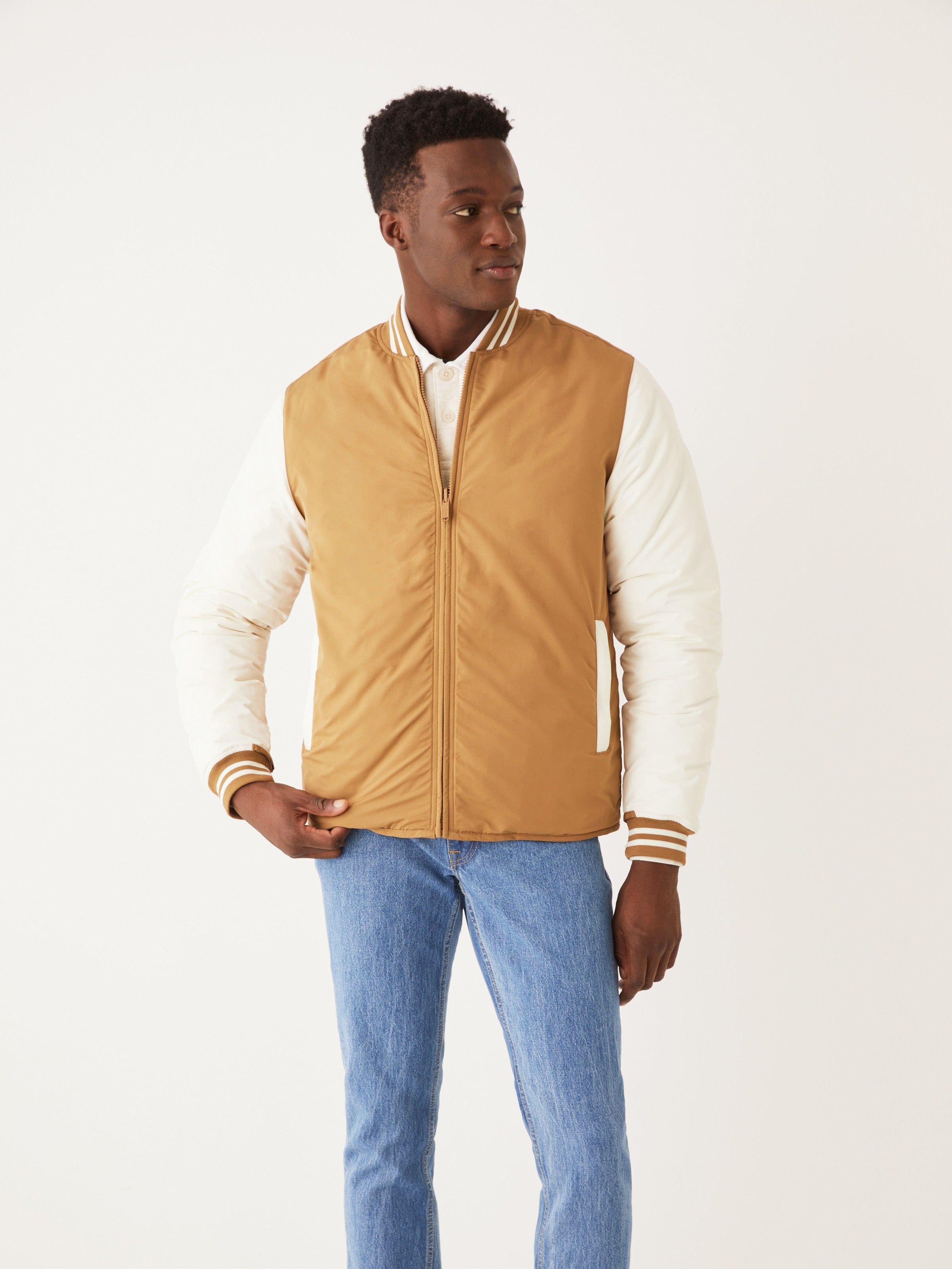 The Varsity Skyline Bomber in Amber sold by Frank & Oak product image thumbnail 3