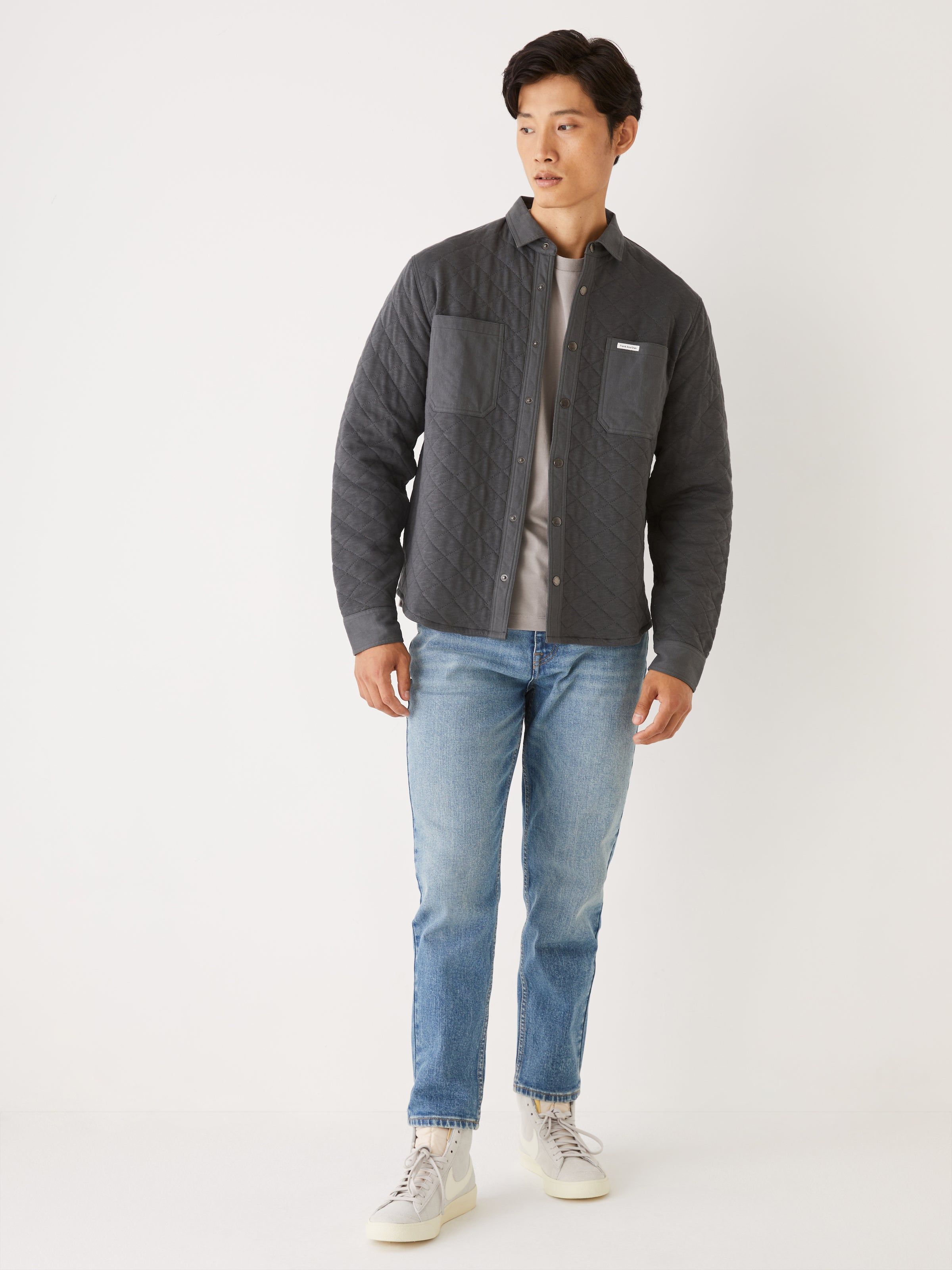 The Quilted Overshirt in Dark Grey sold by Frank & Oak product image thumbnail 4