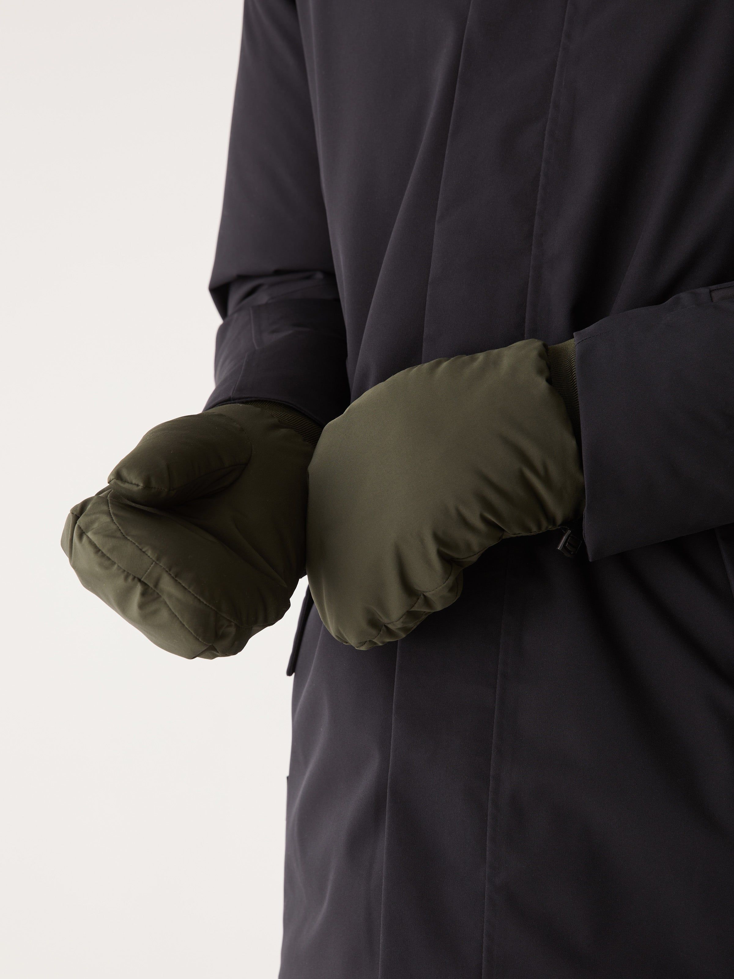 The Puffer Mittens in Rosin sold by Frank & Oak