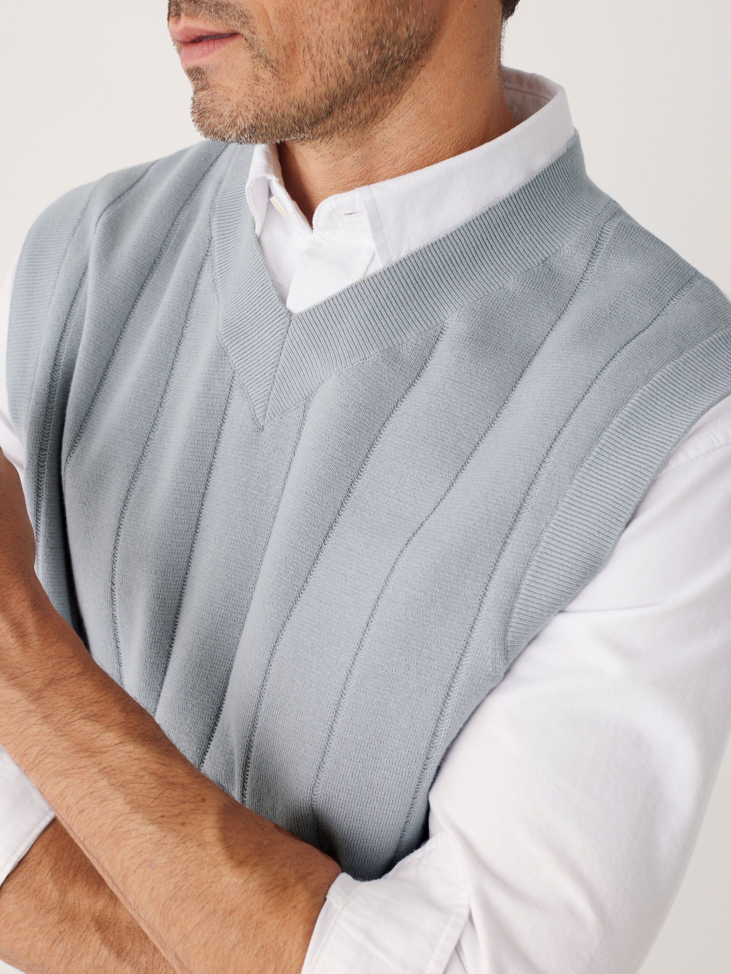The V-Neck Sweater Vest in Grey Cloud sold by Frank & Oak product image thumbnail 2