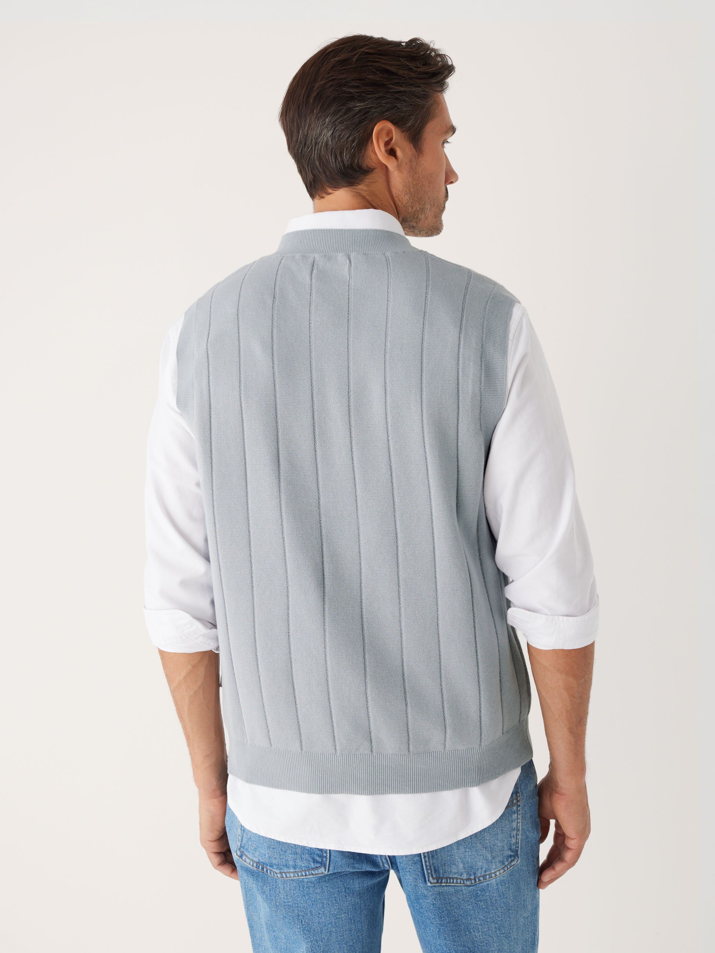 The V-Neck Sweater Vest in Grey Cloud sold by Frank & Oak product image thumbnail 3