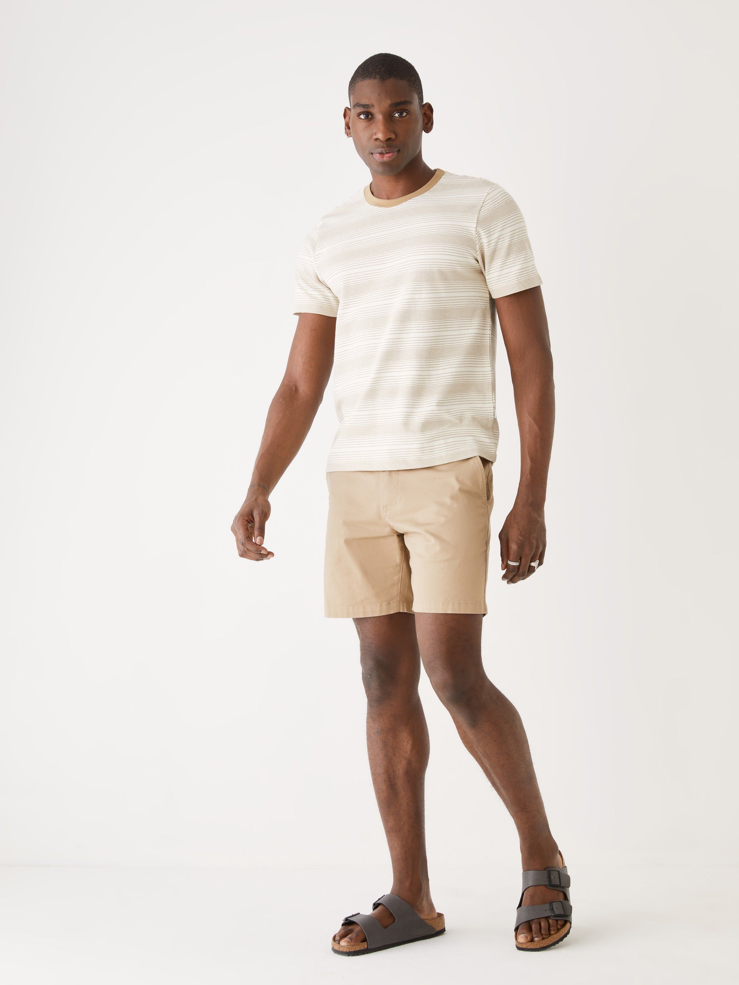 The Striped Pique T-Shirt in Kelp Brown sold by Frank & Oak product image thumbnail 2